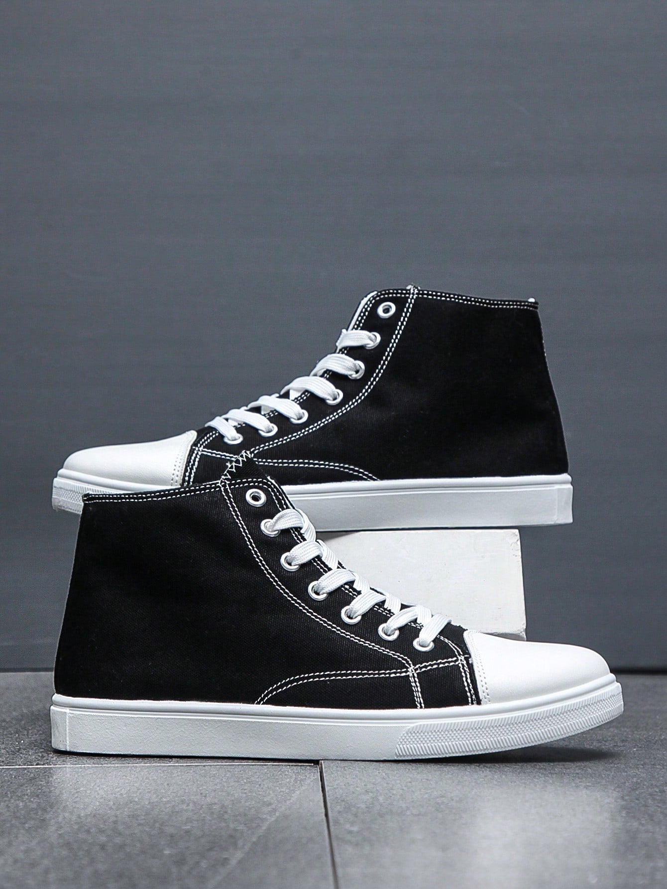 Tênis Masculino Street Cano Alto Lona Cadarço Confortável Preto / 36 Tênis Masculino Street Cano Alto Lona Cadarço