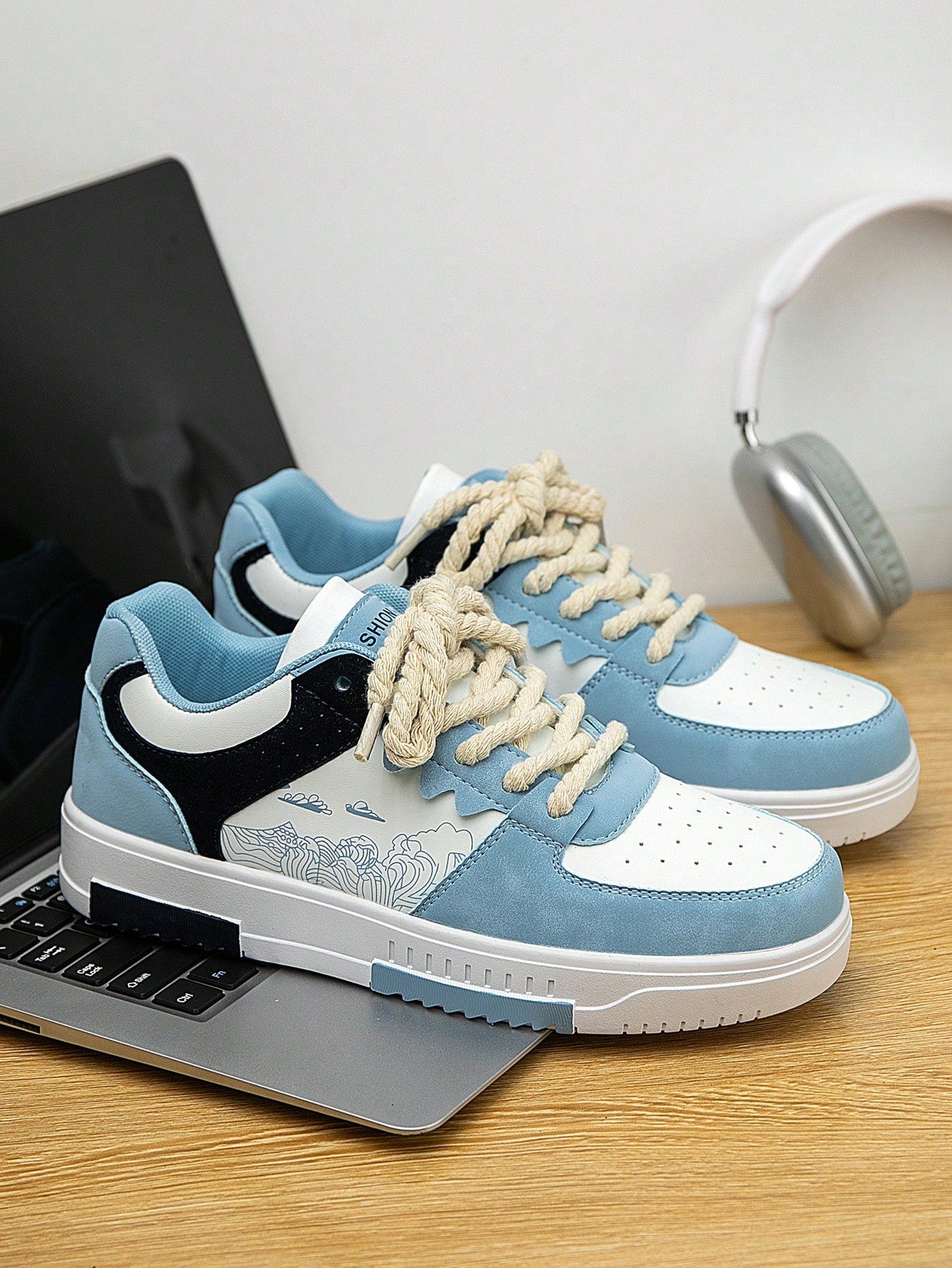 Tênis Masculino Casual Street Estilo Moderno Criativo Azul Bebê / 36 Tênis Masculino Casual Street Estilo Moderno