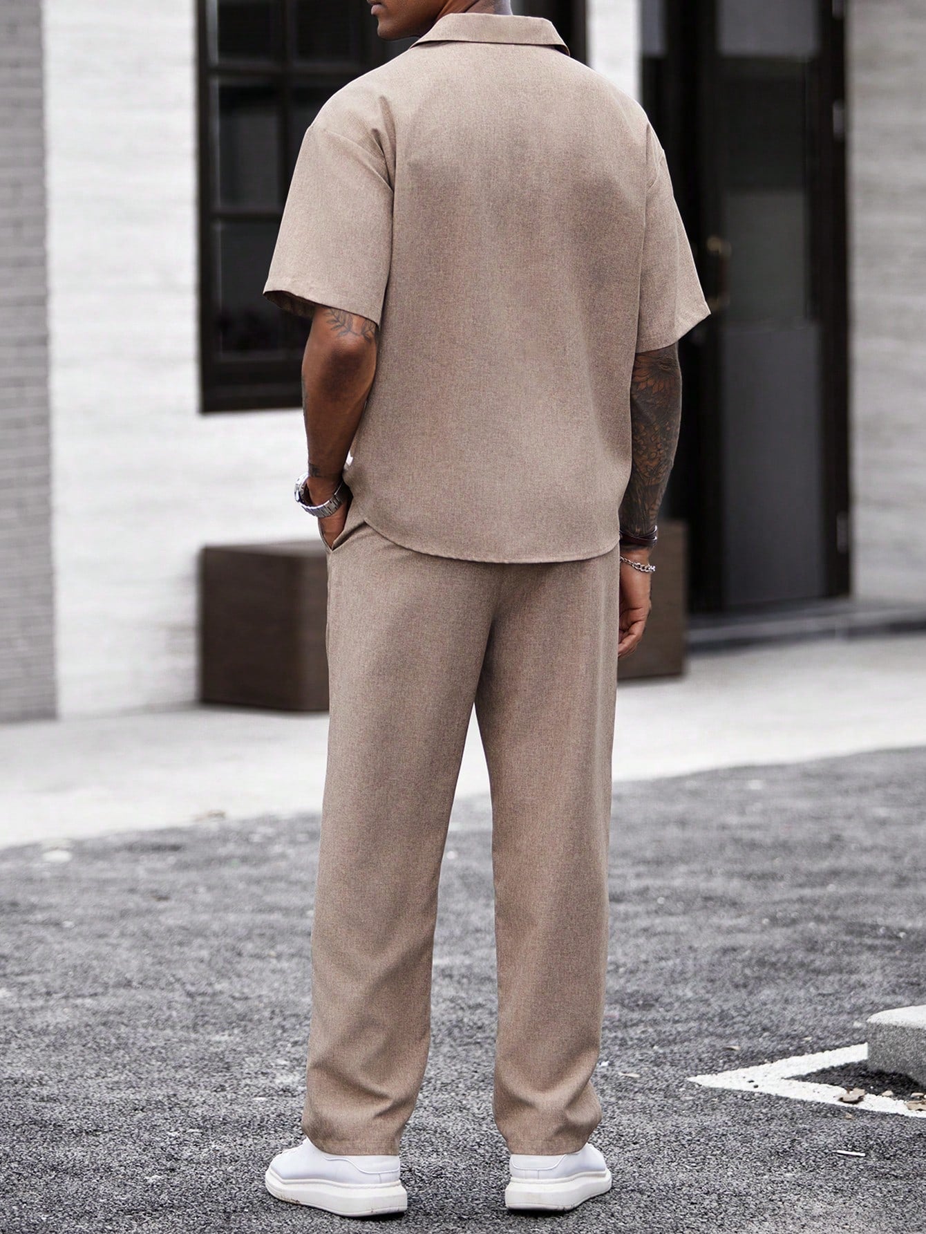 Conjunto Masculino Camisa Textura Linho E Calça Casual Elegante Conjunto Masculino Camisa Textura Linho E Calça Casual