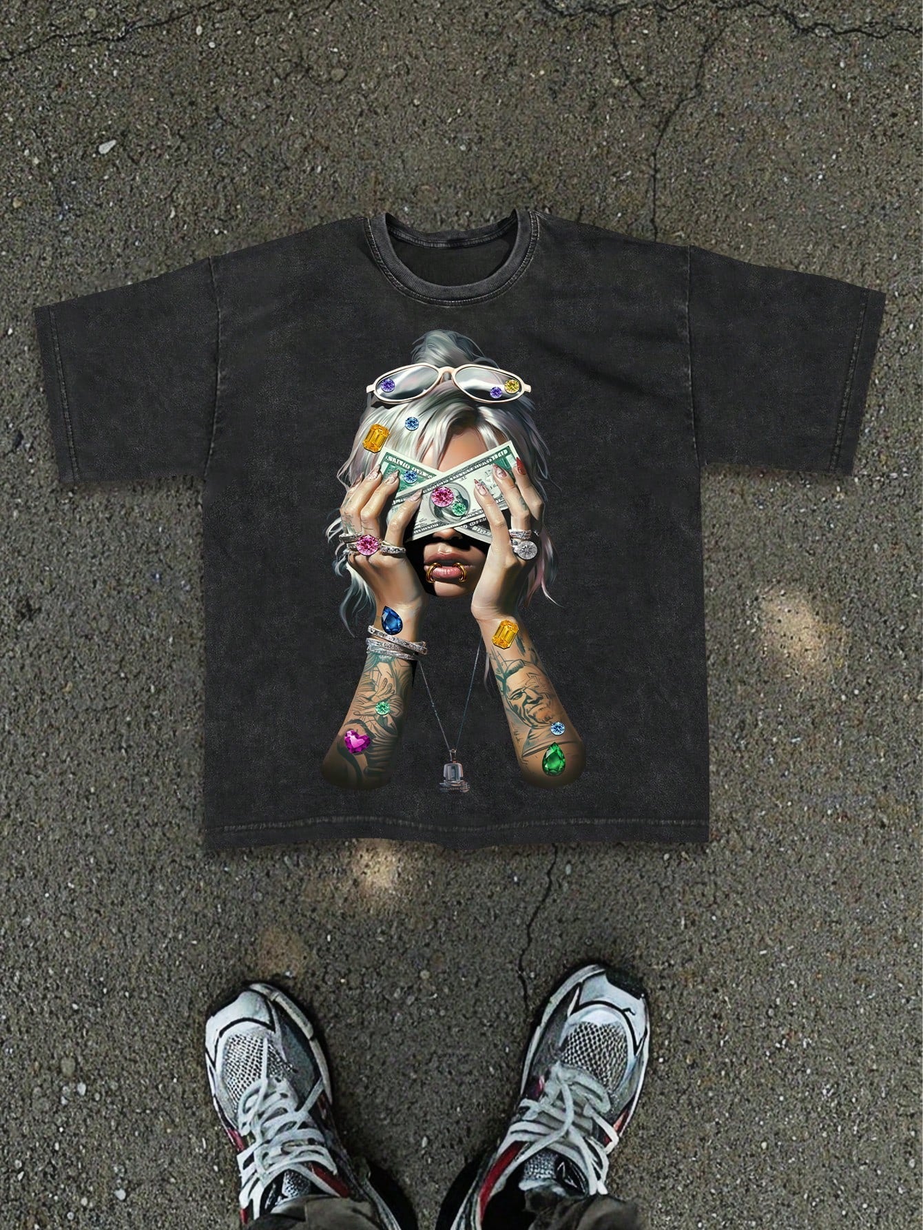 Camiseta Masculina Oversized Estampa Urbana Estilo Moderno Preto / PP Camiseta Masculina Oversized Estampa Urbana