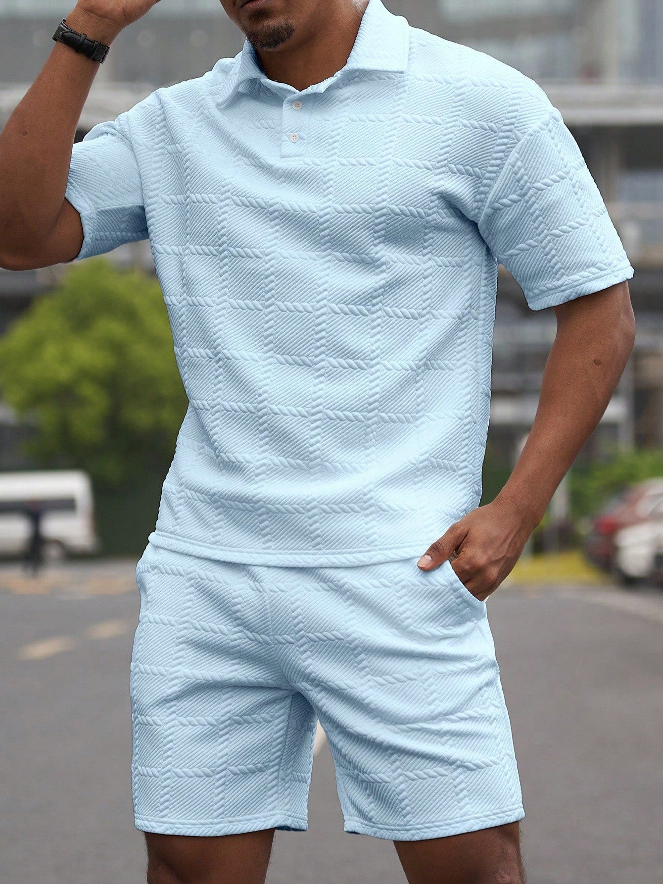 Conjunto Masculino Polo Manga Curta E Shorts Estilo Casual Conjunto Masculino Polo Manga Curta E Shorts Estilo Casual