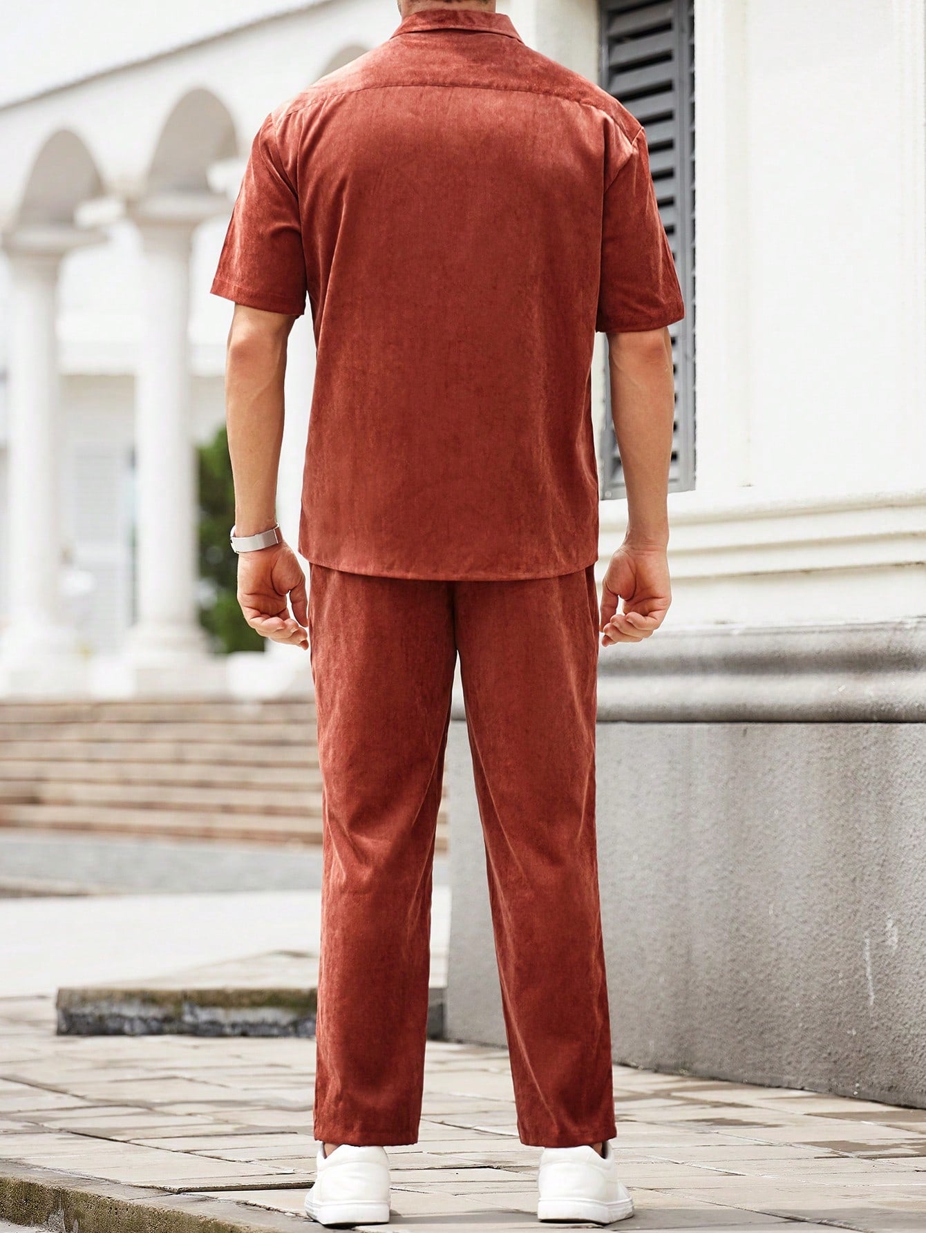 Conjunto Masculino Camisa Manga Curta Com Botões E Calça Casual Conjunto Masculino Camisa Manga Curta Com Botões E