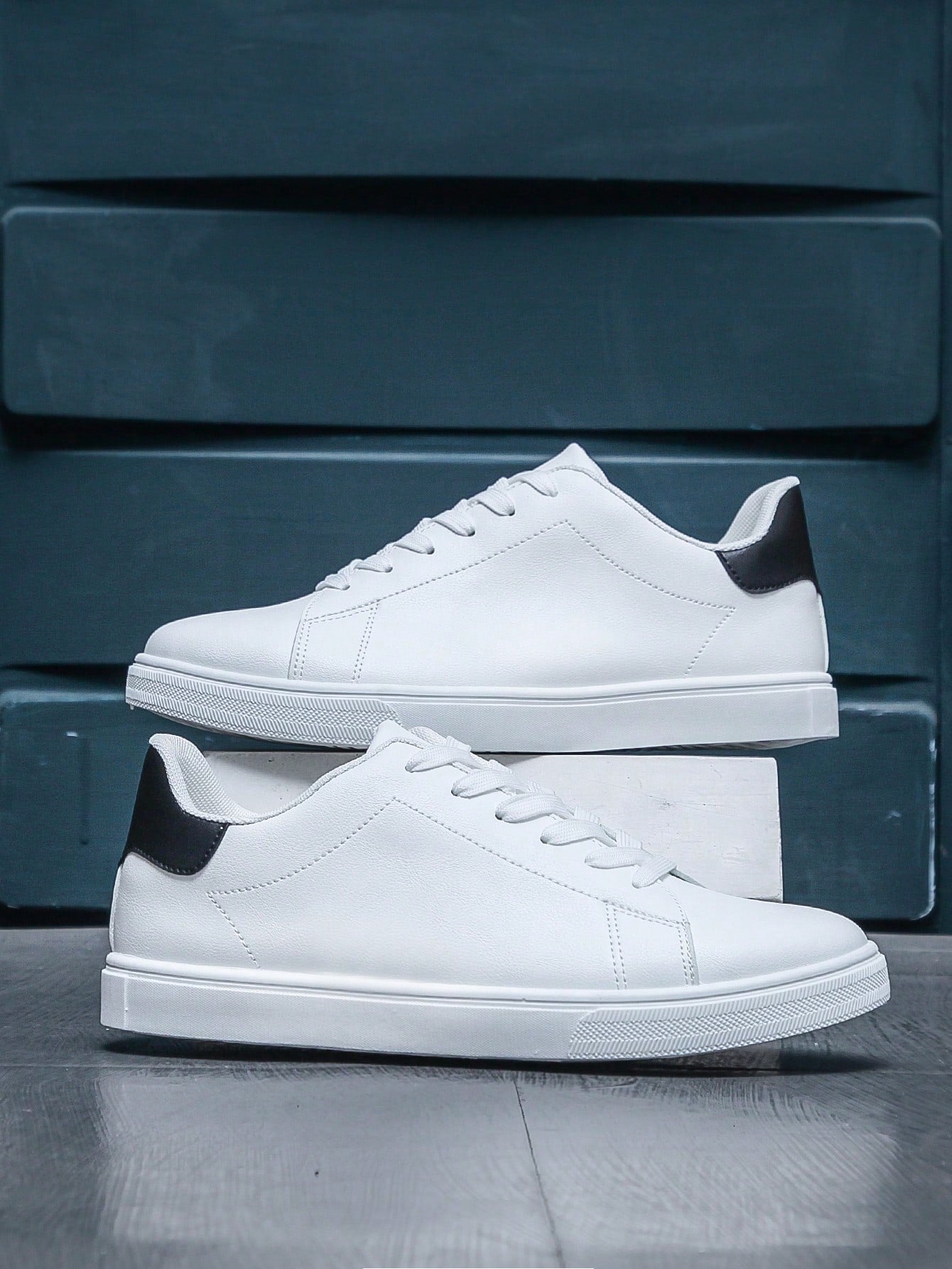 Tênis Masculino Casual Street Cadarço Couro Sintético Minimalista Branco / 36 Tênis Masculino Street Cano Alto Lona