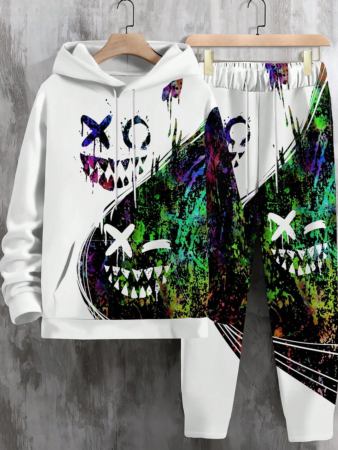 Conjunto Masculino Moletom Street Art Com Estampa Criativa Conjunto Masculino Moletom Street Art Com Estampa Criativa