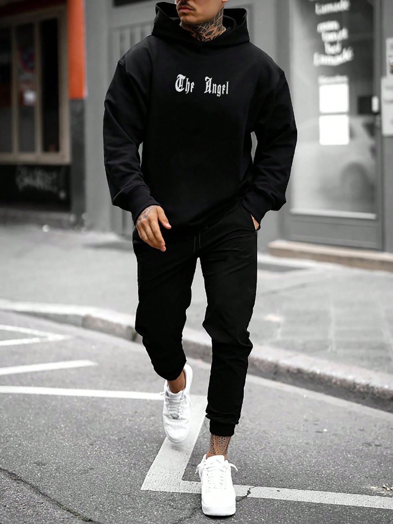 Conjunto Masculino Moletom Estampa Asas Com Capuz Conjunto Masculino Moletom Estampa Asas Com Capuz