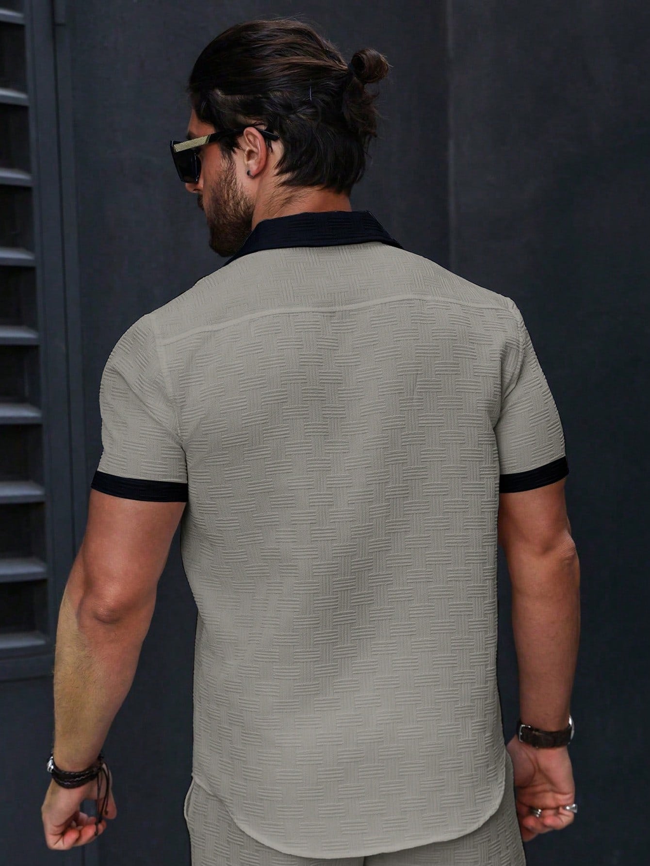 Camisa Masculina De Botão Gola Contrastante Textura Nobre Camisa Masculina De Botão Gola Contrastante Textura Nobre