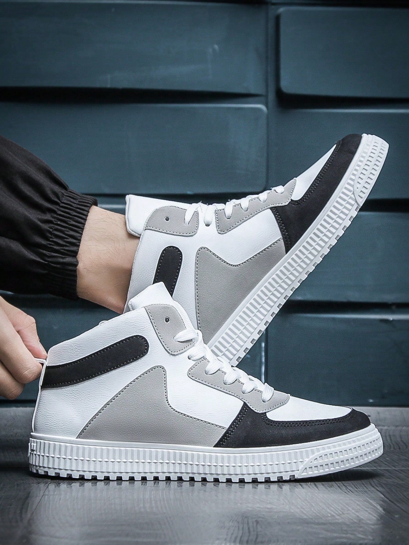 Tênis Masculino Street Cano Alto Cadarço Solado Tratorado Urbano Tênis Masculino Street Cano Alto Cadarço Solado