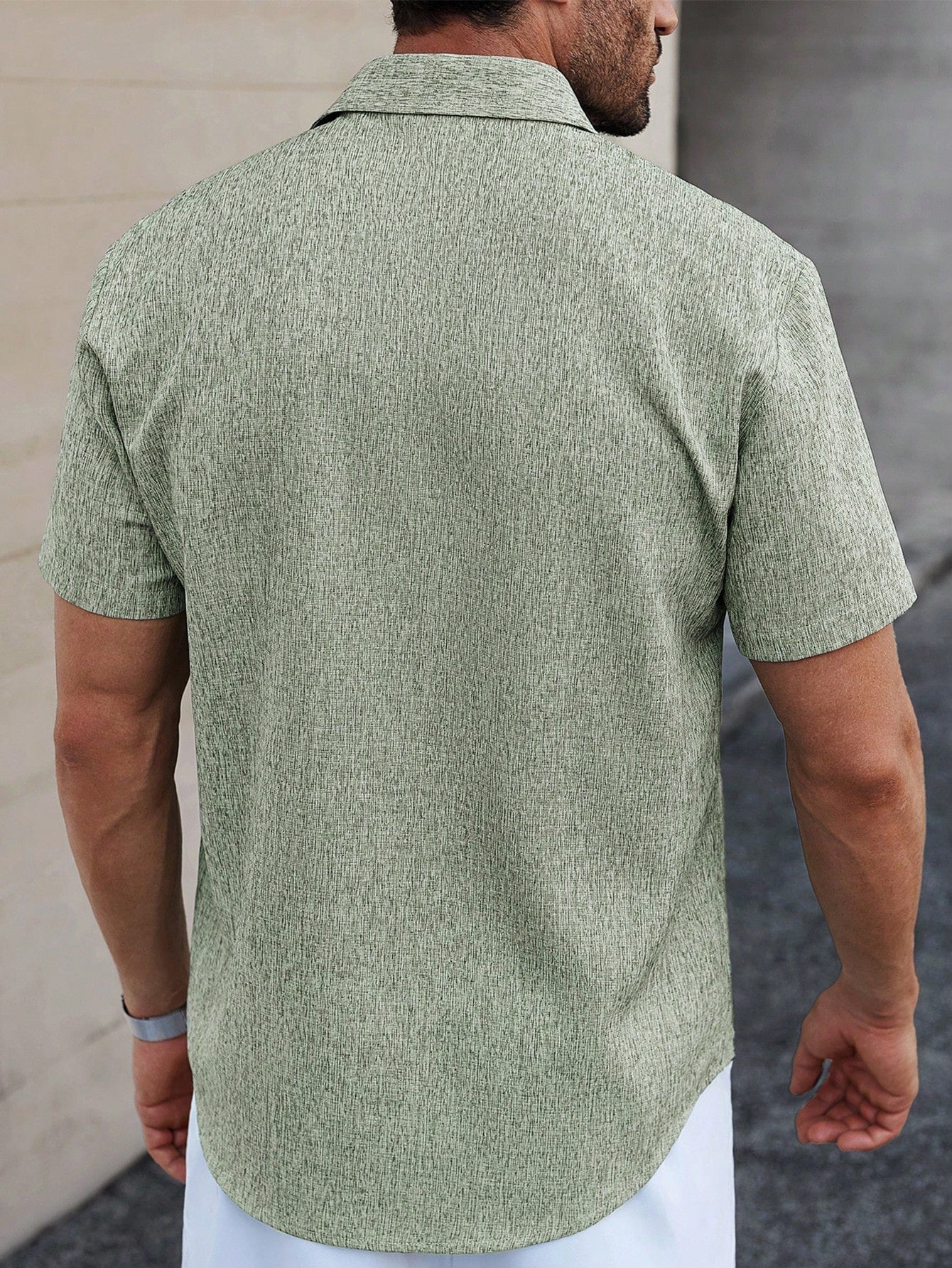 Camisa Masculina De Botão Estampa Texturizada Corte Slim Camisa Masculina De Botão Estampa Texturizada Corte Slim