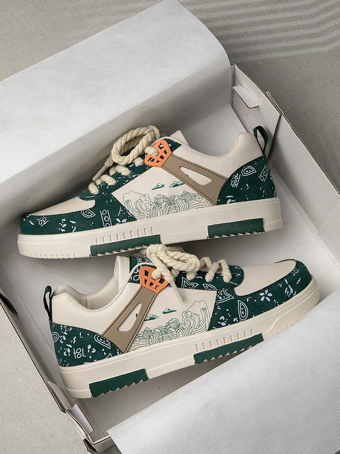 Tênis Masculino Estilo Street Com Estampa Criativa Urbana Verde / 36 Tênis Masculino Estilo Street Com Estampa Criativa