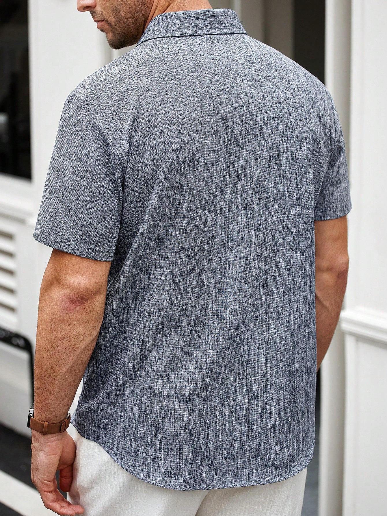 Camisa Masculina De Botão Estampa Texturizada Corte Slim Camisa Masculina De Botão Estampa Texturizada Corte Slim