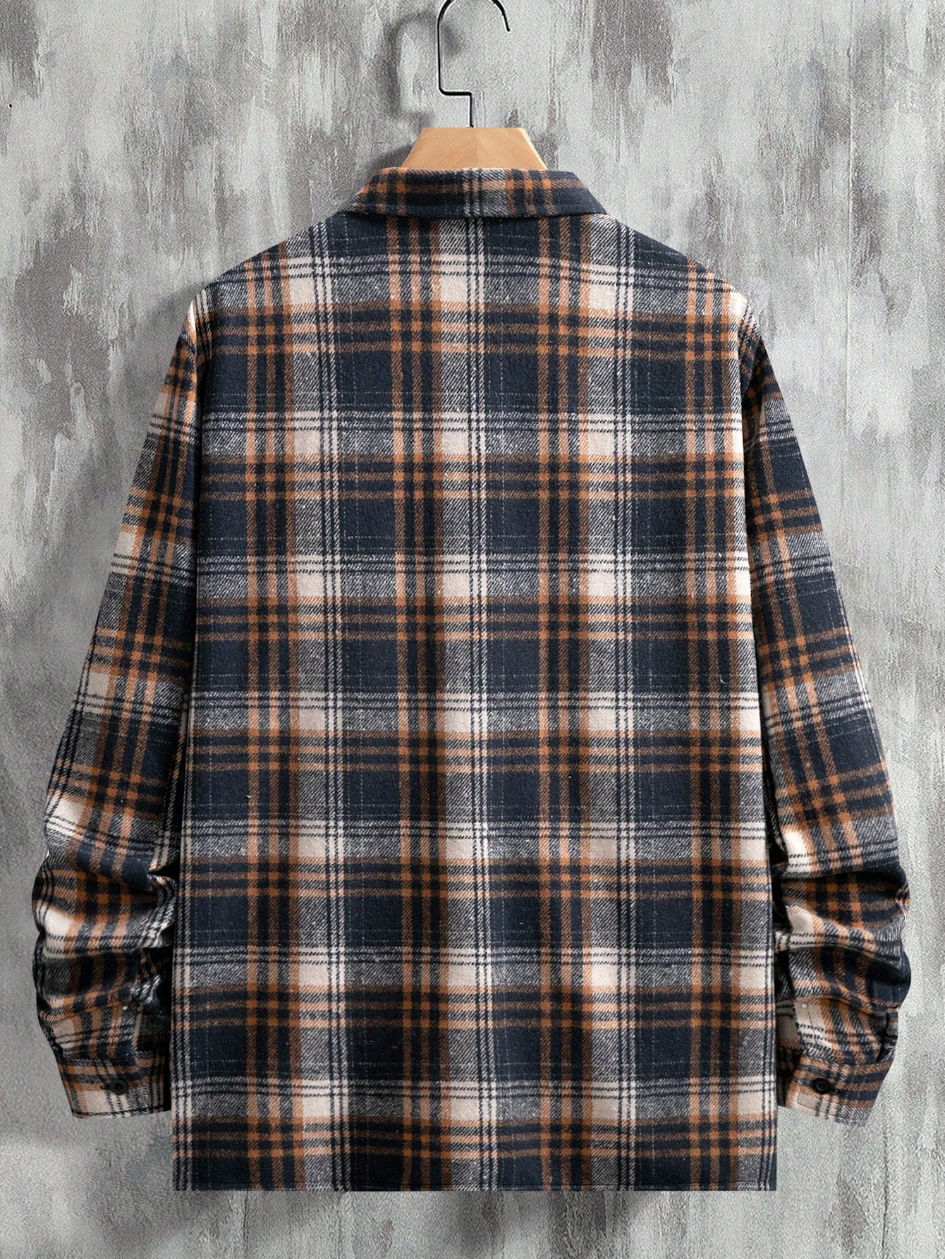 Moletom Masculino Xadrez Estilo Shacket Com Bolsos Utilitários Moletom Masculino Xadrez Estilo Shacket Com Bolsos