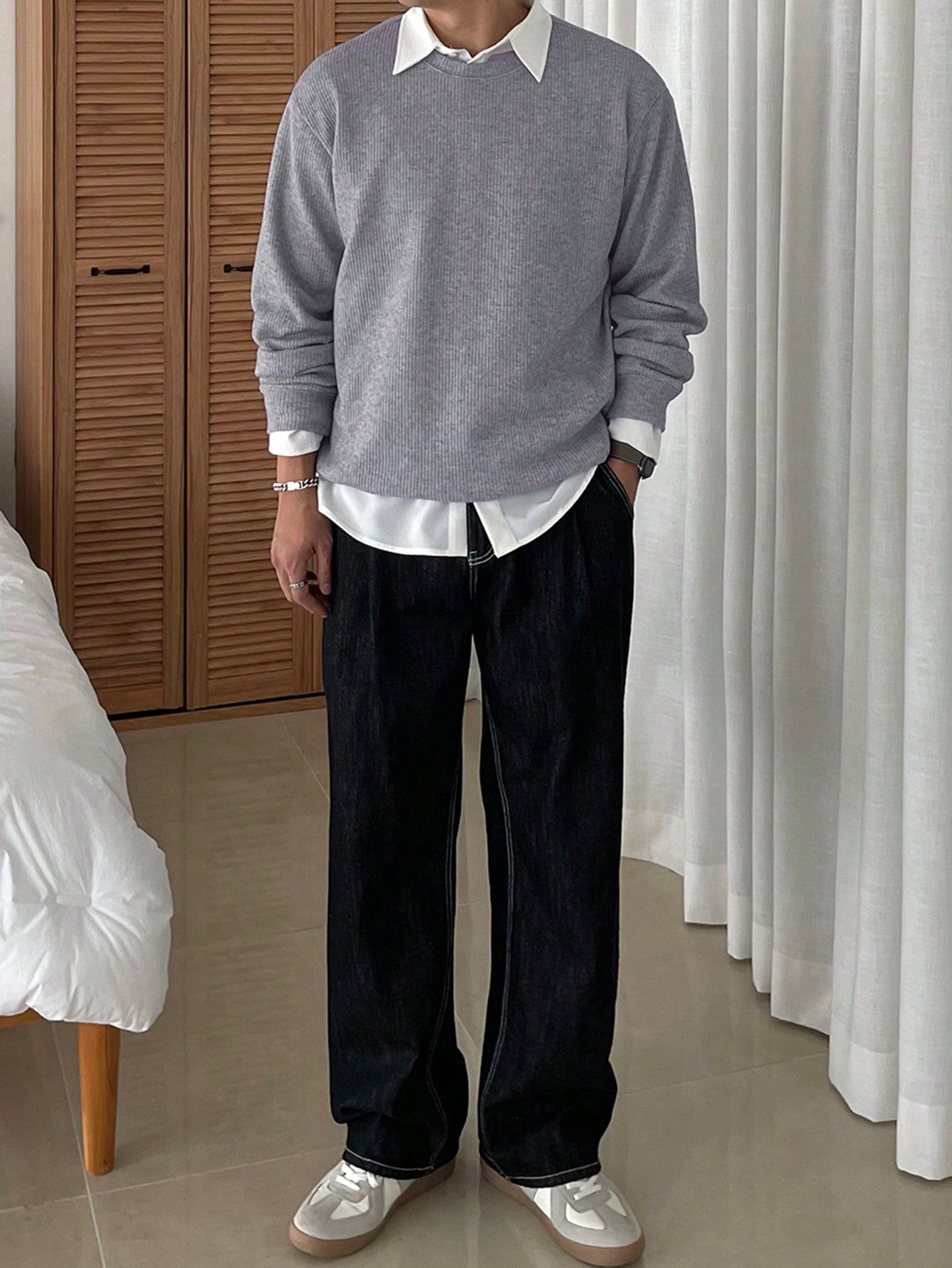 Suéter Masculino Gola Canelada Textura Casual Suéter Masculino Gola Canelada Textura Casual