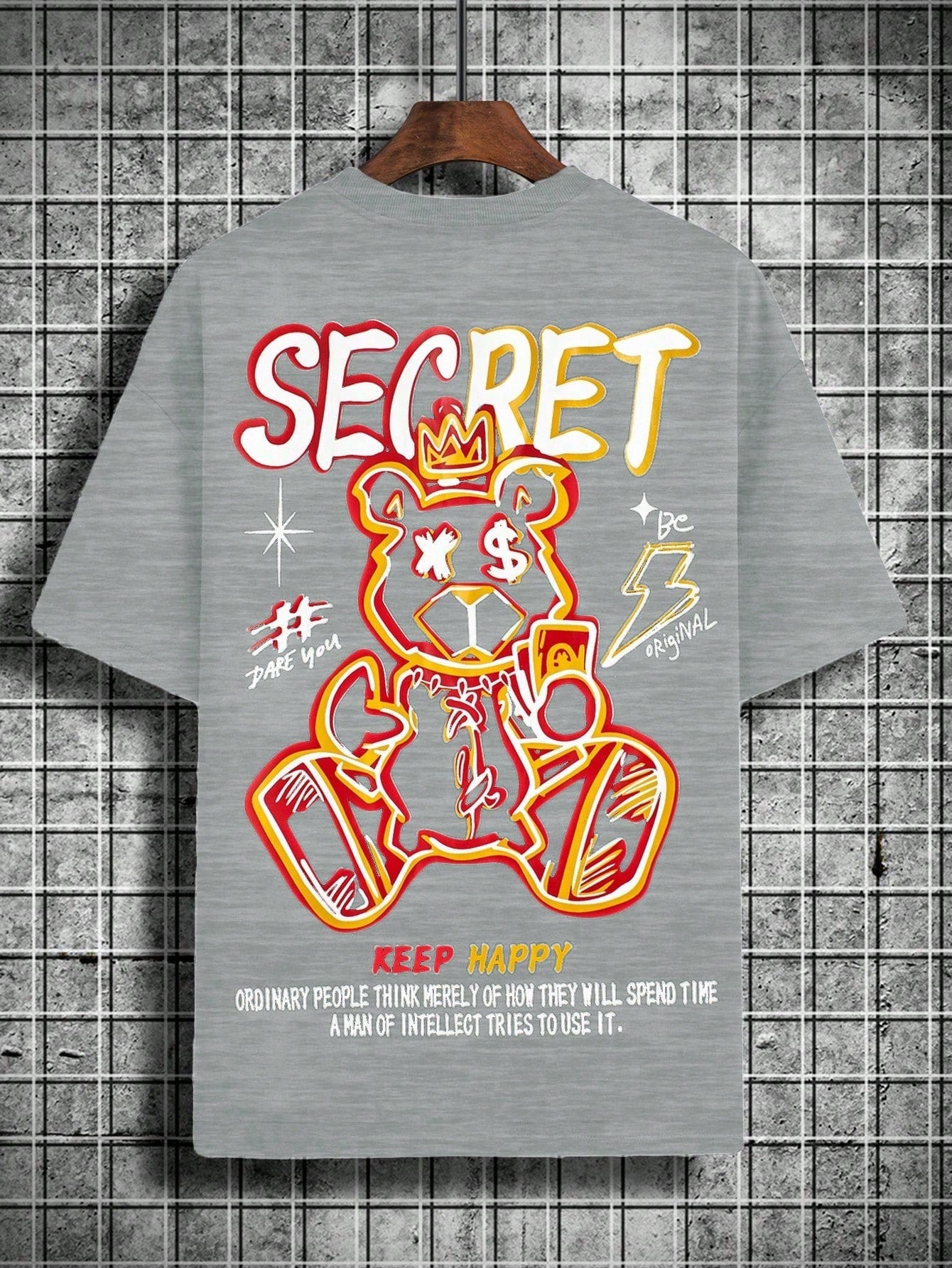 Camiseta Masculina Estampa Cartoon Slogan Moderno Camiseta Masculina Estampa Cartoon Slogan Moderno