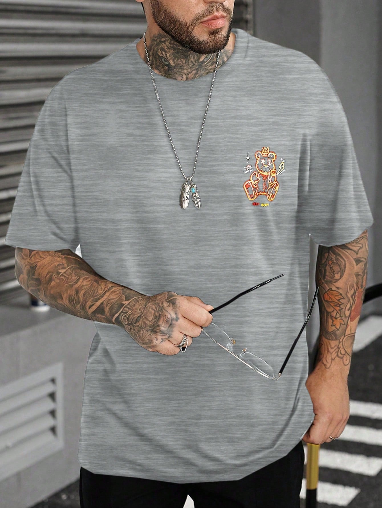 Camiseta Masculina Estampa Cartoon Slogan Moderno Camiseta Masculina Estampa Cartoon Slogan Moderno