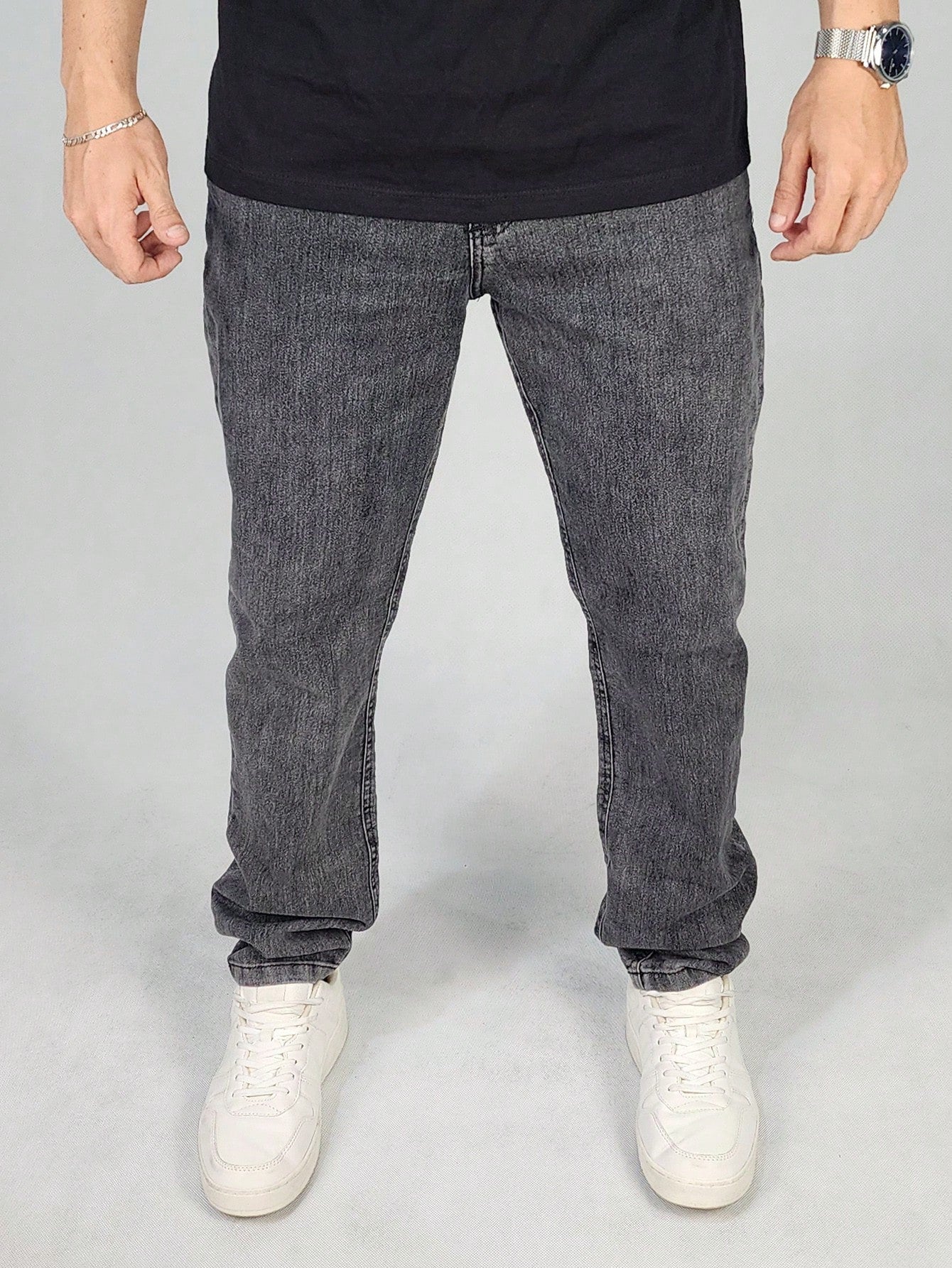 Calça Masculina Jeans Slim Fit Cintura Tradicional E Bolsos Funcionais Lavagem Escura / PP Calça Masculina Jeans Slim