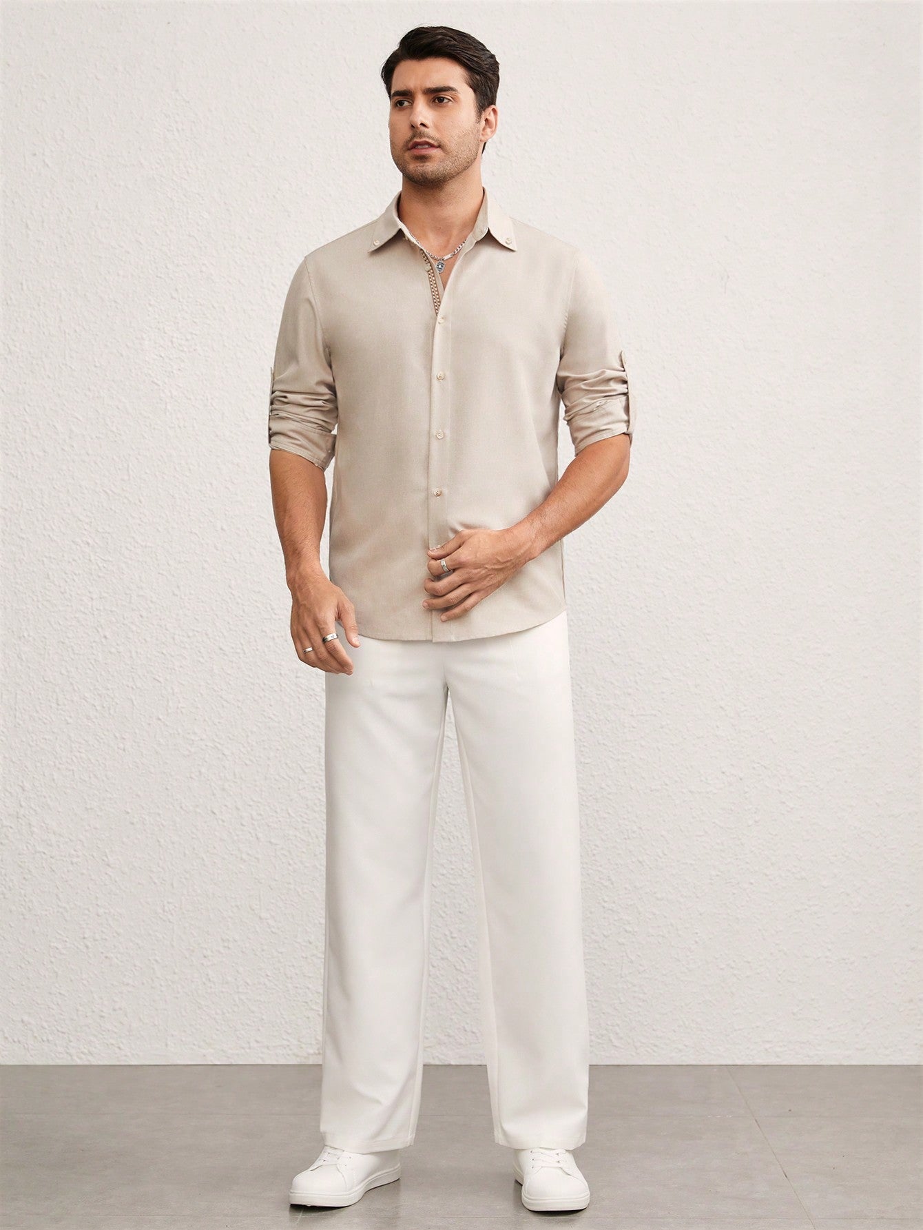 Camisa Masculina Manga Longa Caimento Elegante Camisa Masculina Manga Longa Caimento Elegante