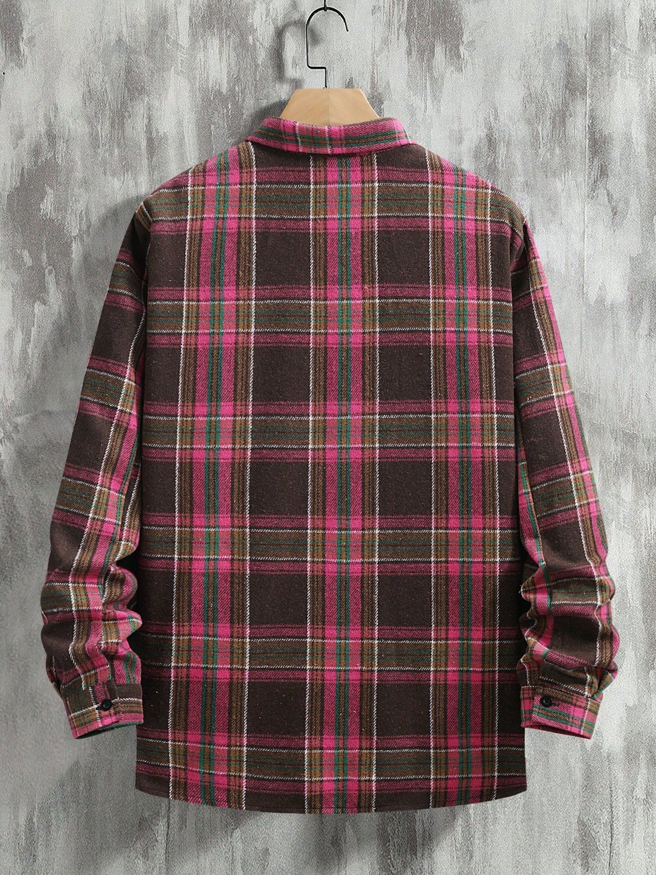 Moletom Masculino Xadrez Estilo Shacket Com Bolsos Utilitários Moletom Masculino Xadrez Estilo Shacket Com Bolsos