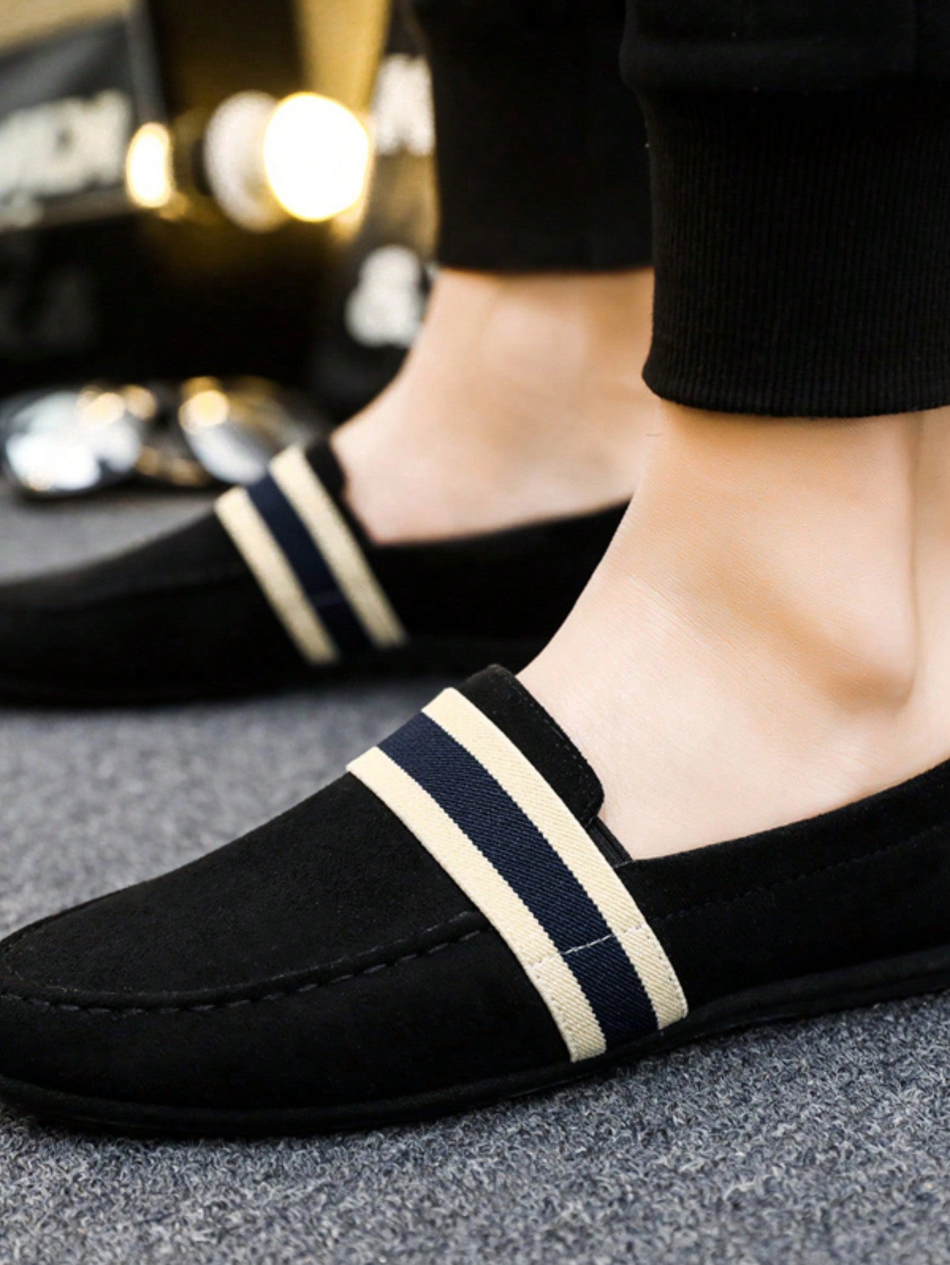 Mocassim Masculino Camurça Casual Faixa Estilo Moderno Mocassim Masculino Camurça Casual Faixa Estilo Moderno