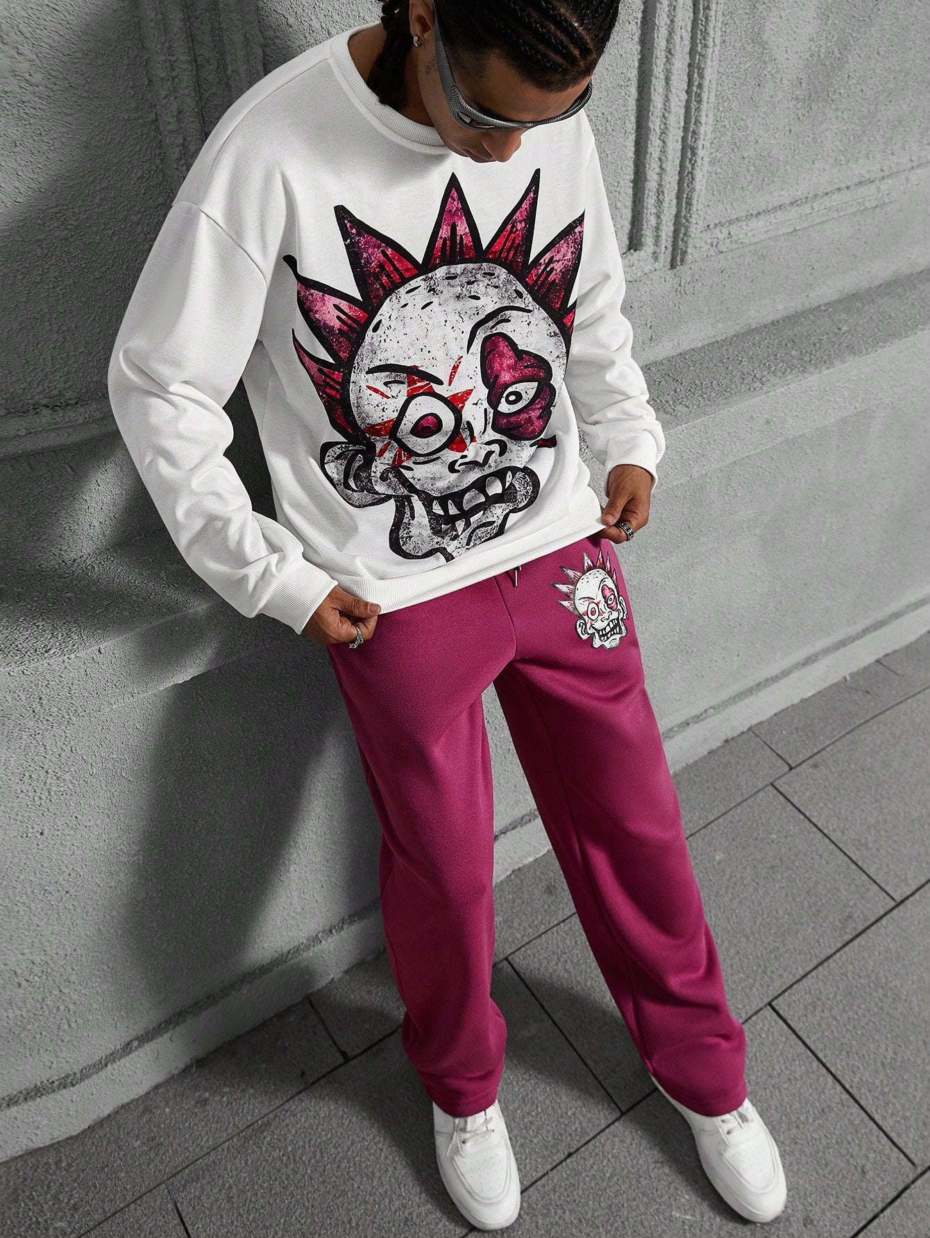 Conjunto Masculino Moletom Estampa Desenho E Calça Jogger Cós Ajustável Conjunto Masculino Moletom Estampa Desenho E