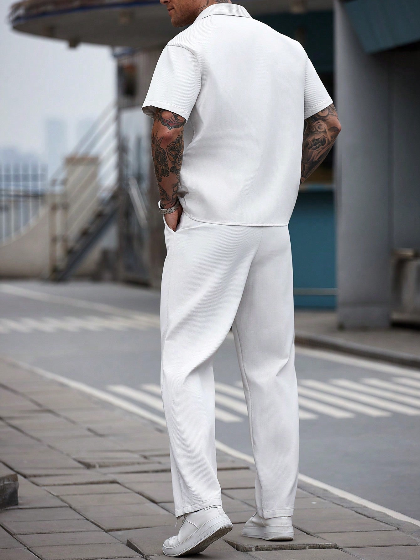 Conjunto Masculino Camisa Lisa Manga Curta E Calça Casual Conjunto Masculino Camisa Lisa Manga Curta E Calça Casual