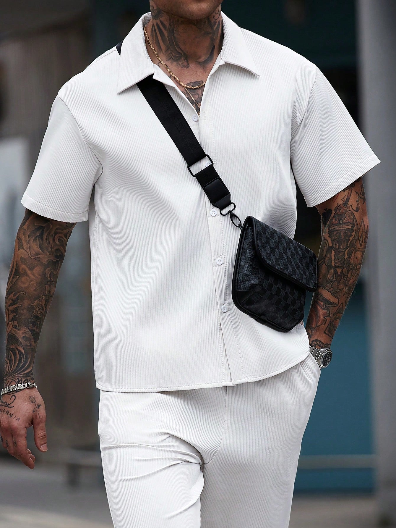 Conjunto Masculino Camisa Lisa Manga Curta E Calça Casual Conjunto Masculino Camisa Lisa Manga Curta E Calça Casual