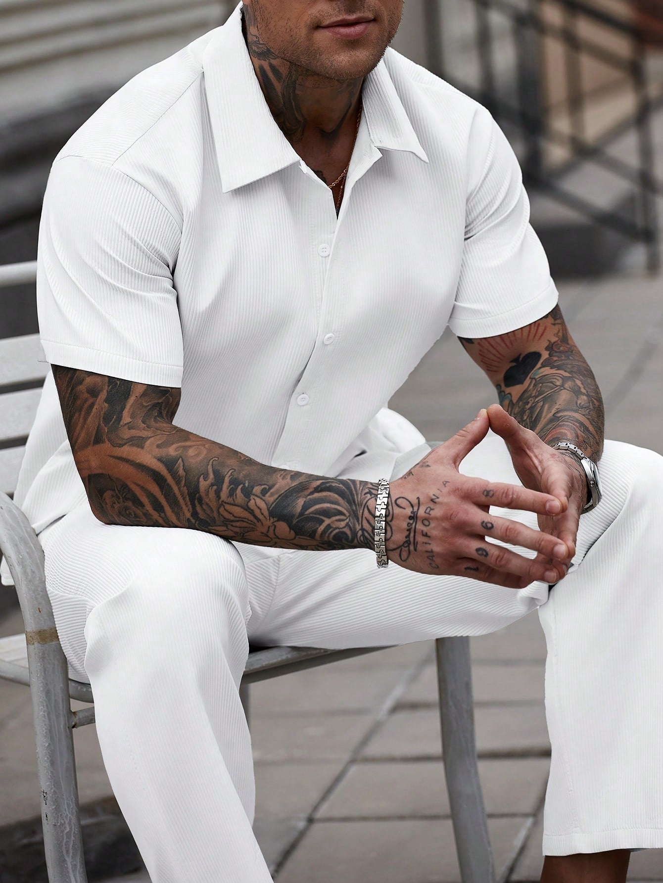 Conjunto Masculino Camisa Lisa Manga Curta E Calça Casual Conjunto Masculino Camisa Lisa Manga Curta E Calça Casual