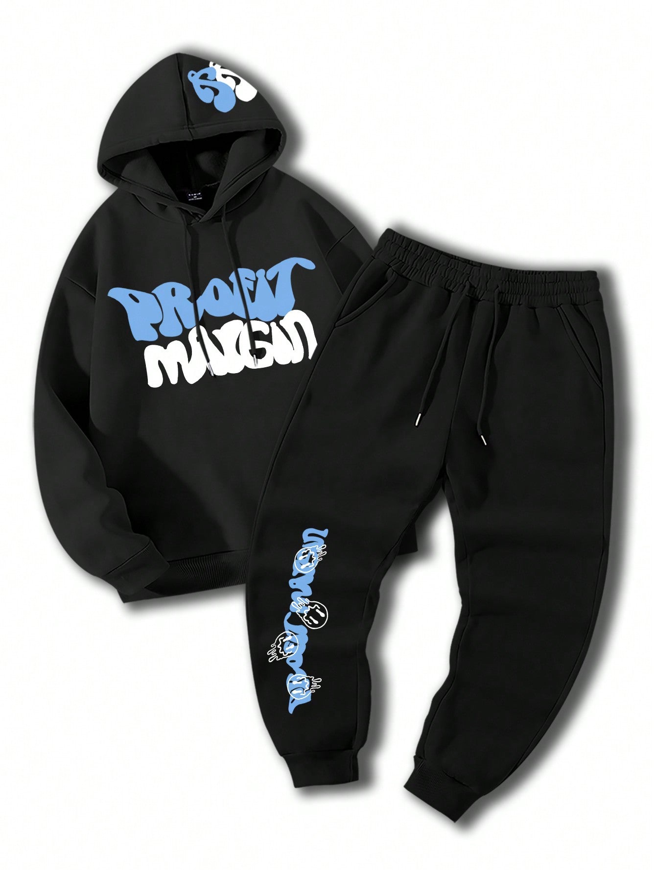 Conjunto Masculino Moletom Estampa Lettering E Calça Jogger Cós Ajustável Conjunto Masculino Moletom Estampa Lettering