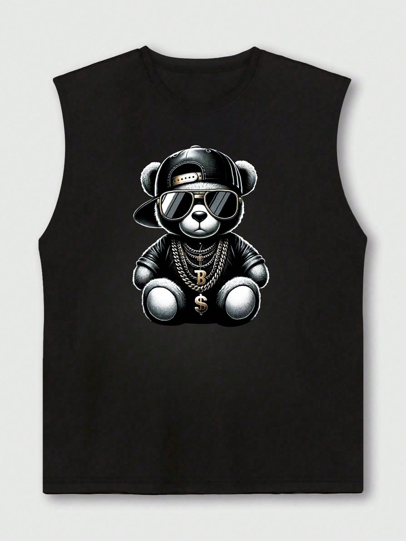 Camiseta Regata Masculina Estampa De Urso Gola Redonda Camiseta Regata Masculina Estampa De Urso Gola Redonda