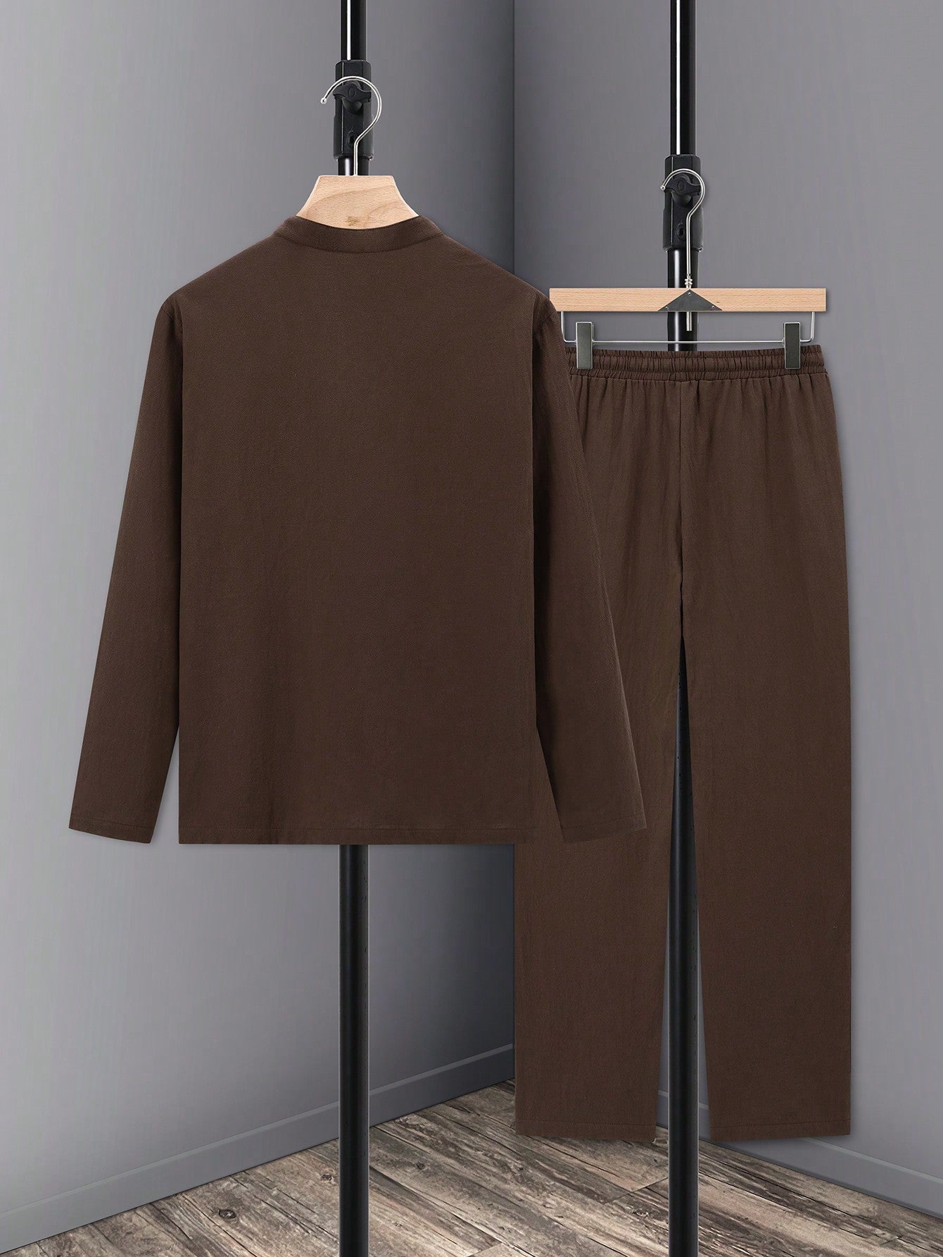 Conjunto Masculino Camisa Manga Longa E Calça Ajustável Casual Conjunto Masculino Camisa Manga Longa E Calça Ajustável