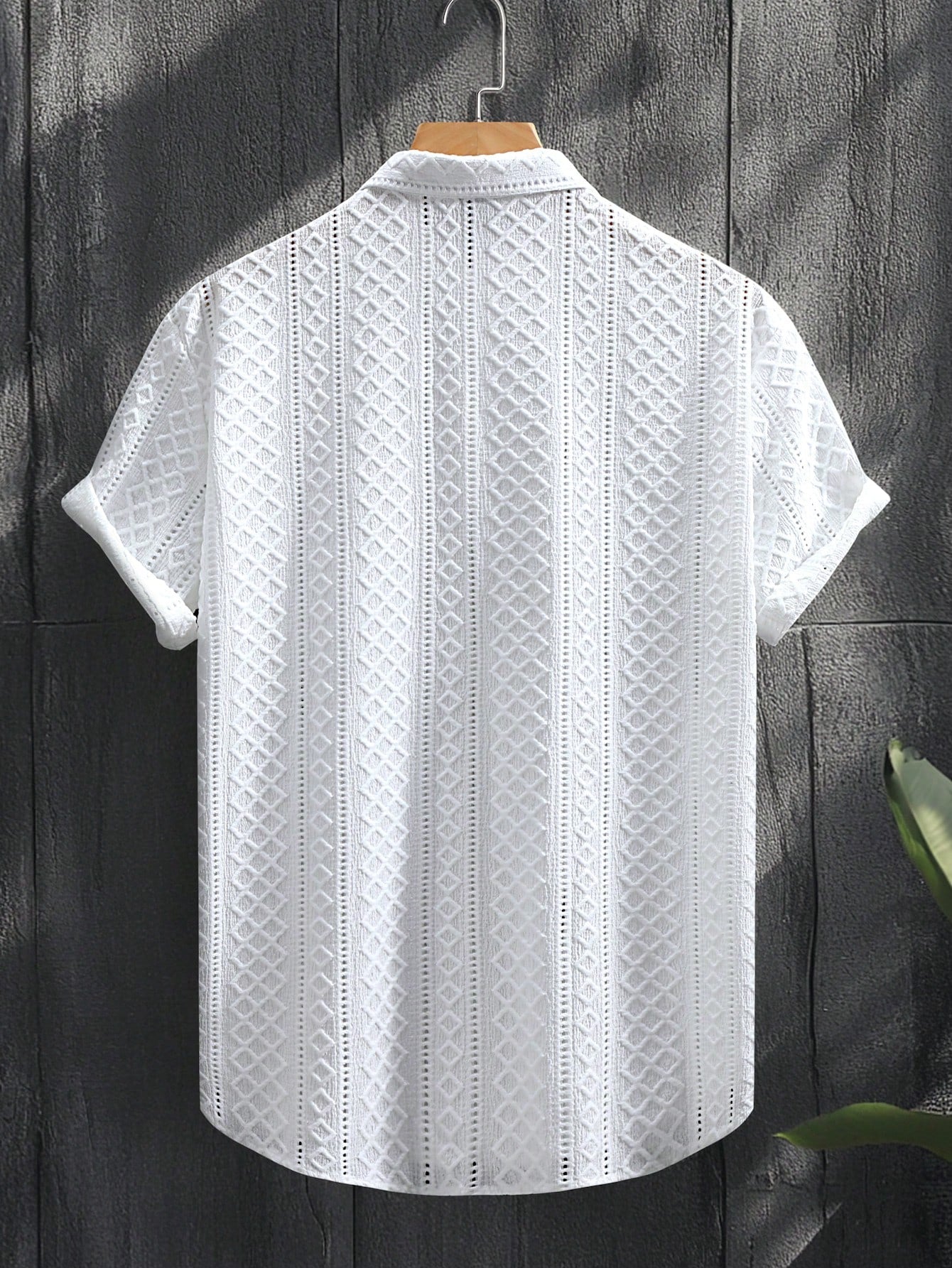 Camisa Masculina De Botão Textura Geométrica Camisa Masculina De Botão Textura Geométrica