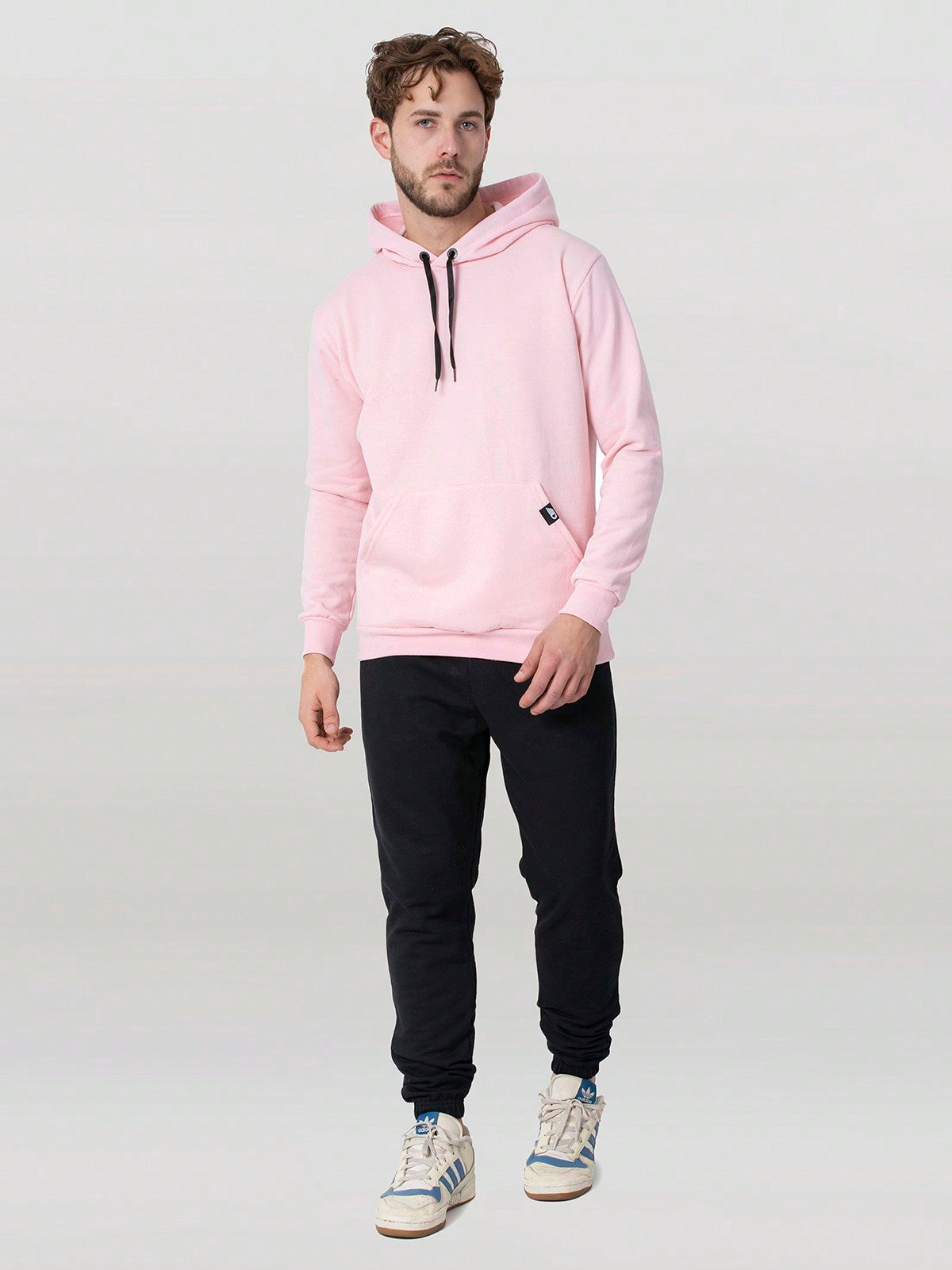 Conjunto Masculino Moletom Casual Com Capuz Cós Ajustável Rosa / PP Conjunto Masculino Moletom Casual Com Capuz Cós