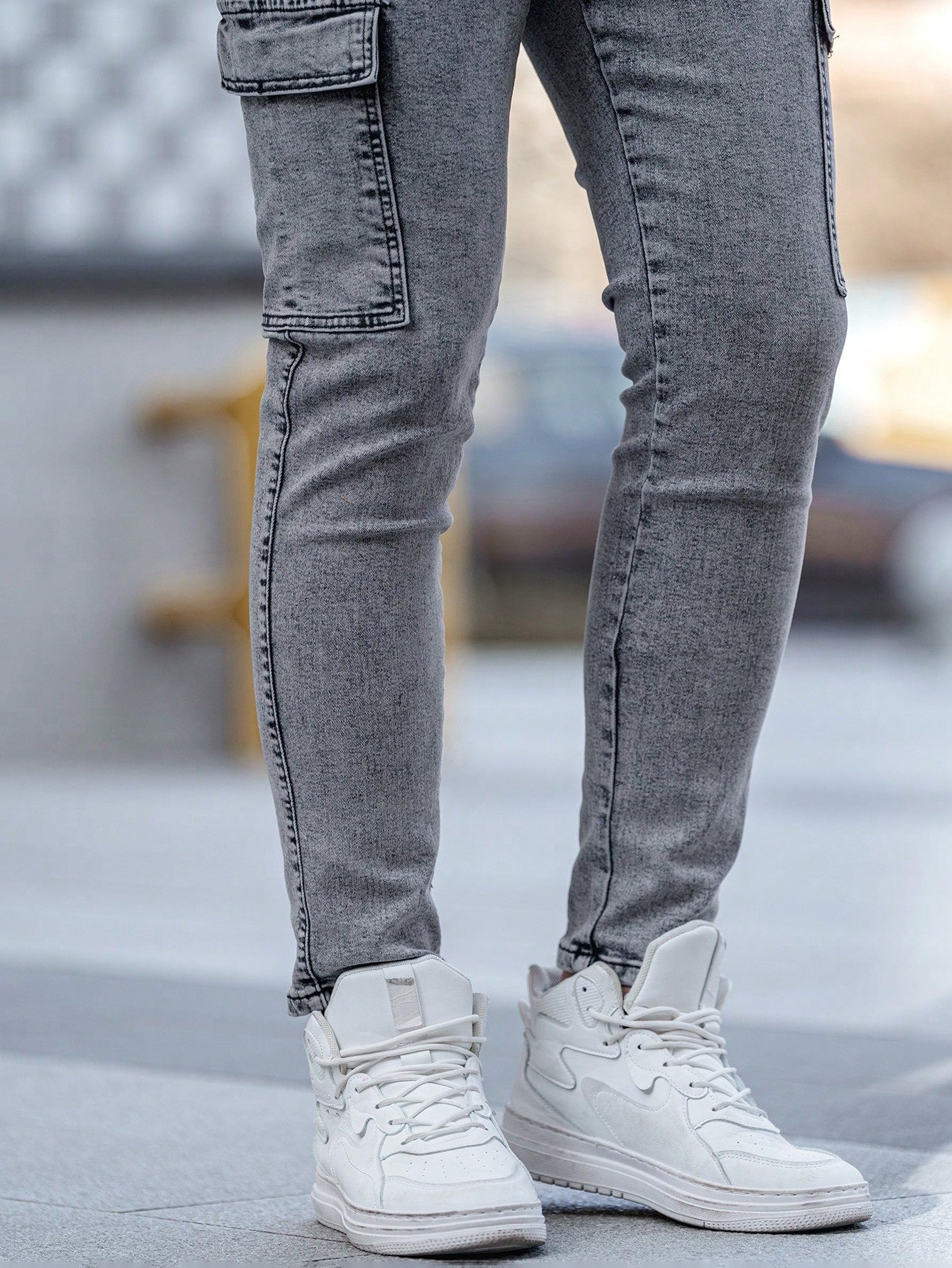 Calça Masculina Cargo Com Zíper Estiloso E Comprimento Longo Calça Masculina Cargo Com Zíper Estiloso E Comprimento