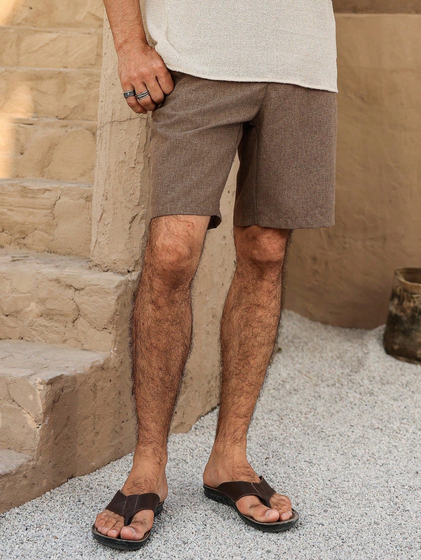 Bermuda Masculina Casual Com Tecido Texturizado Moderno Bermuda Masculina Casual Com Tecido Texturizado Moderno