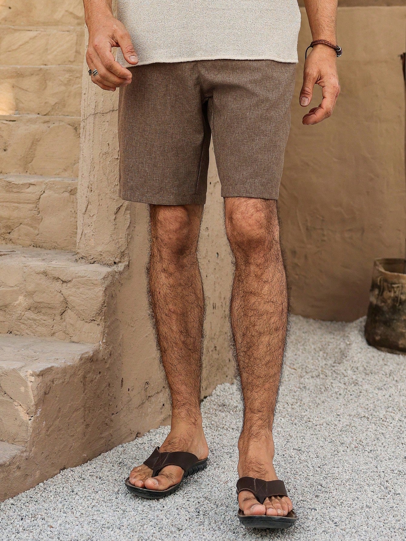 Bermuda Masculina Casual Com Tecido Texturizado Moderno Bermuda Masculina Casual Com Tecido Texturizado Moderno