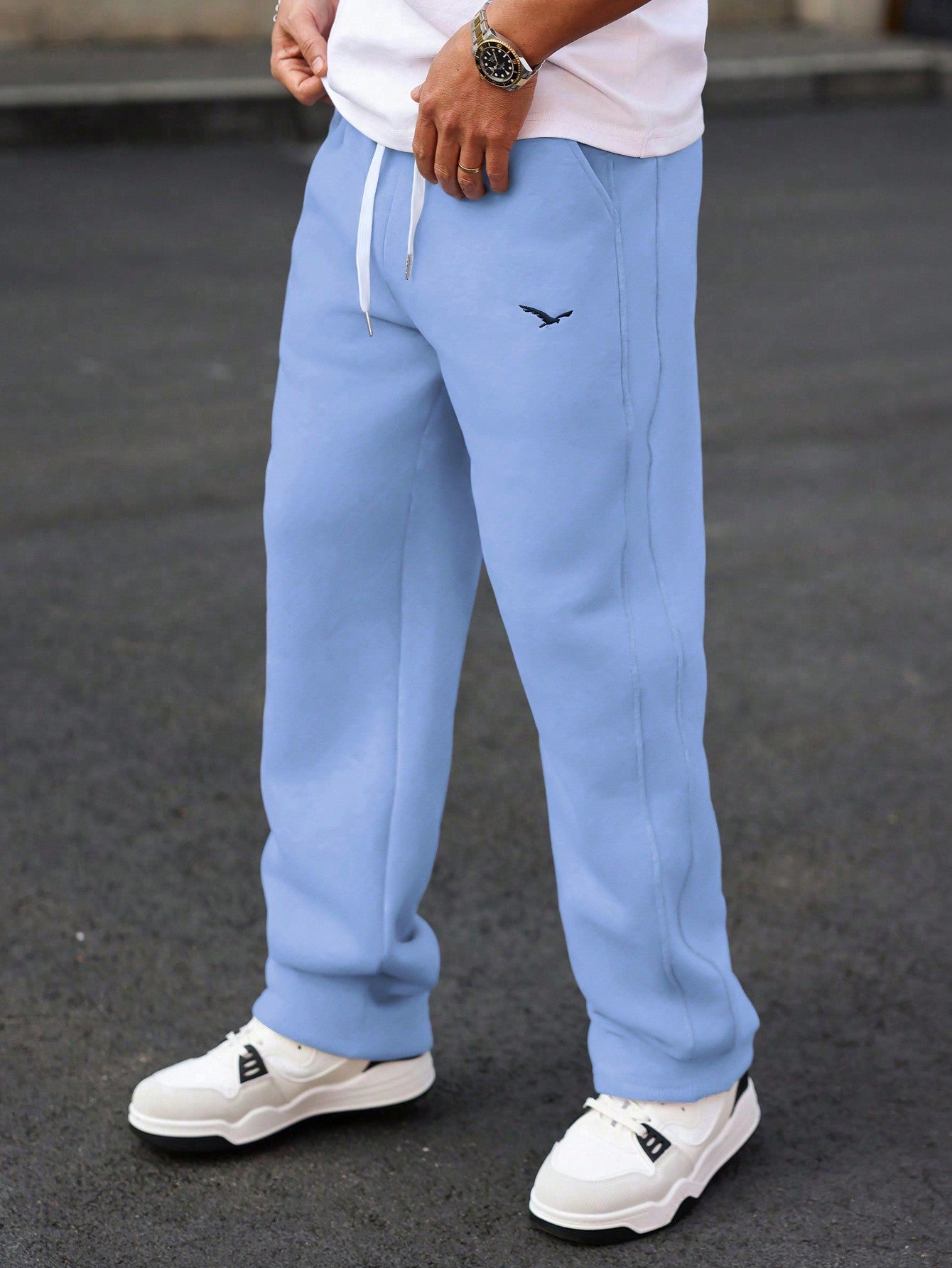 Calça Masculina Jogger Com Forro De Pelúcia E Visual Casual Azul Bebê / PP Calça Masculina Jogger Com Forro De Pelúcia