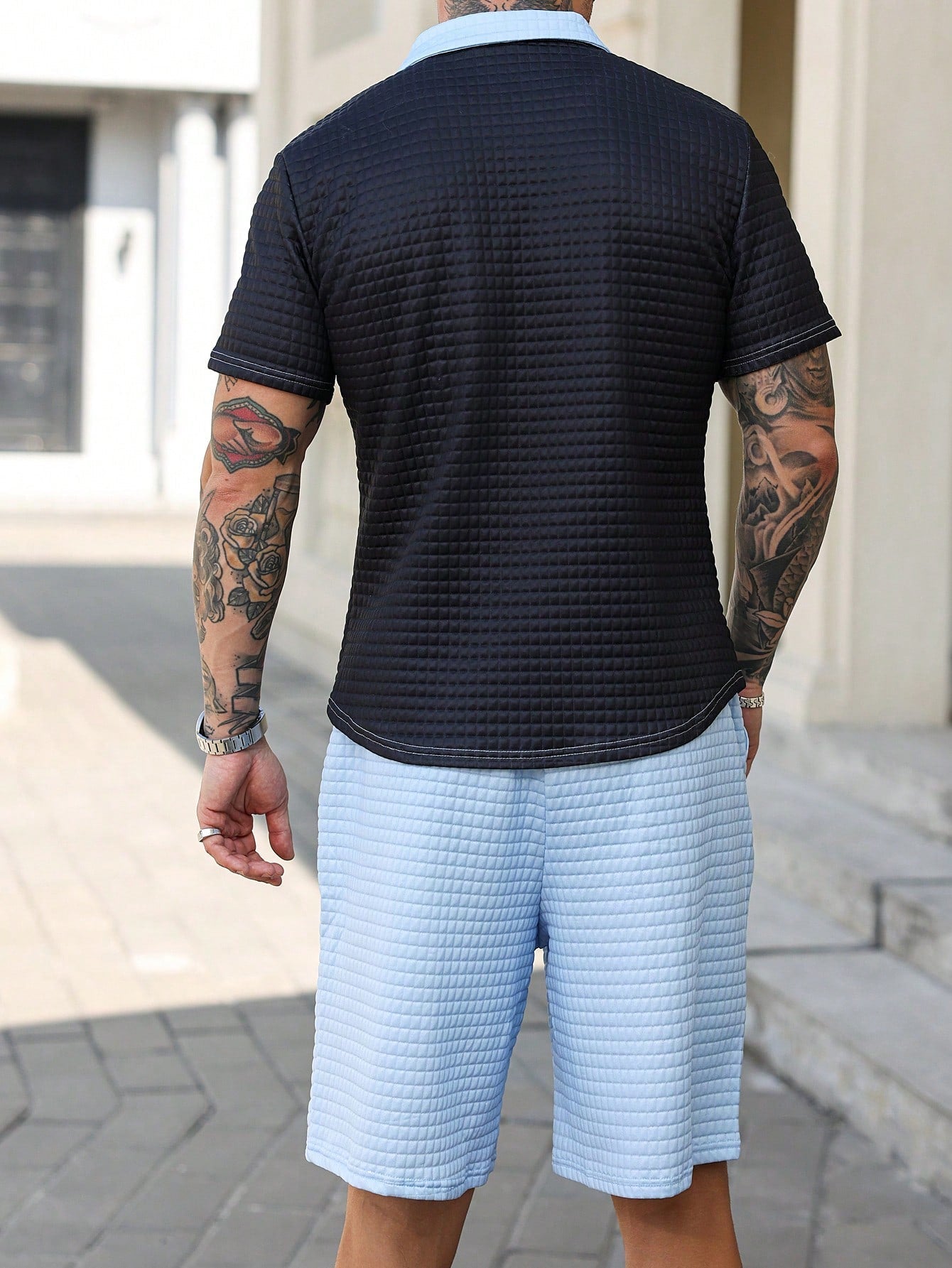 Conjunto Masculino Camiseta Básica E Shorts Casuais Conjunto Masculino Camiseta Básica E Shorts Casuais