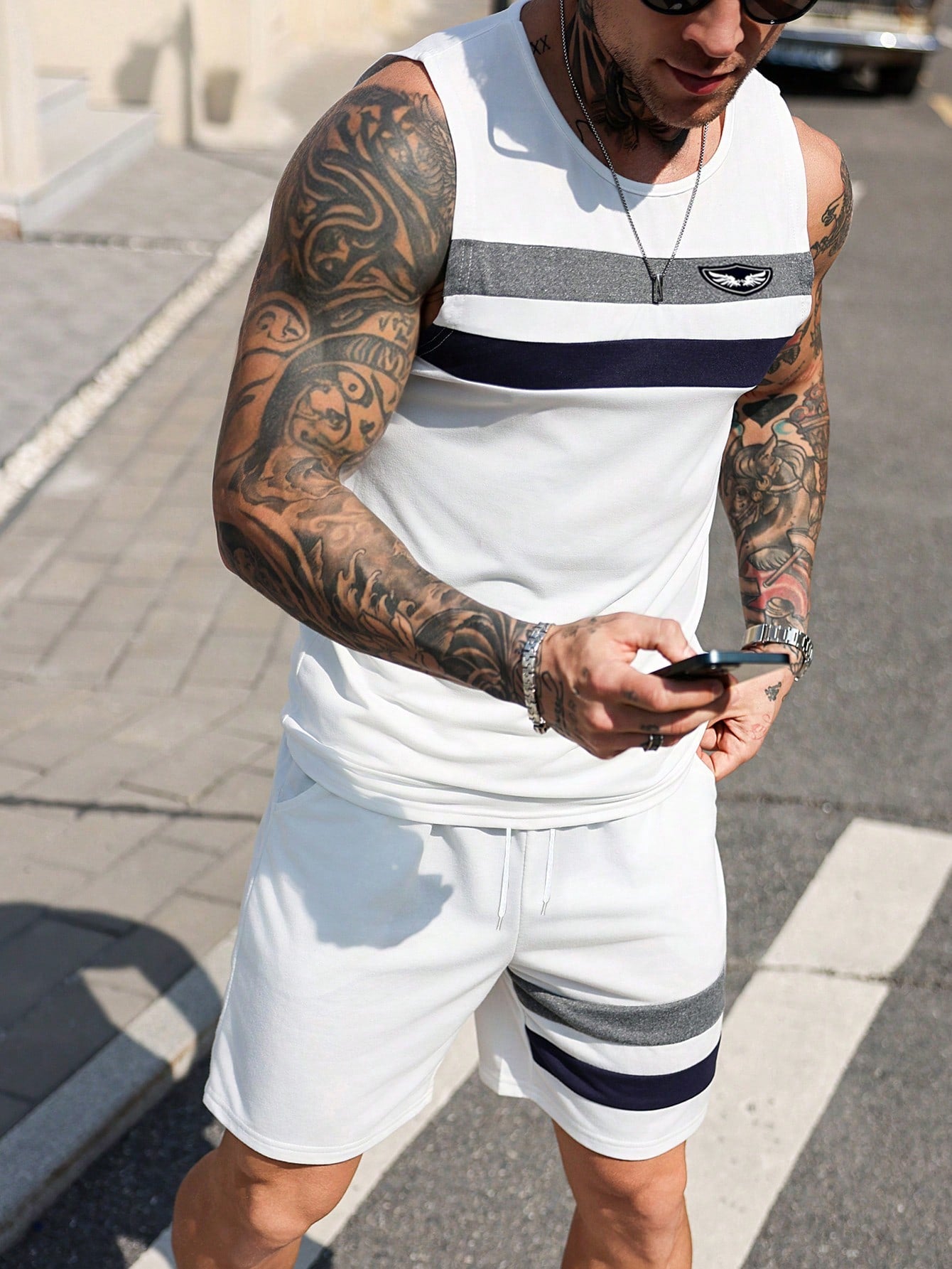 Conjunto Masculino Regata Esportiva E Shorts Cós Elástico Conjunto Masculino Regata Esportiva E Shorts Cós Elástico