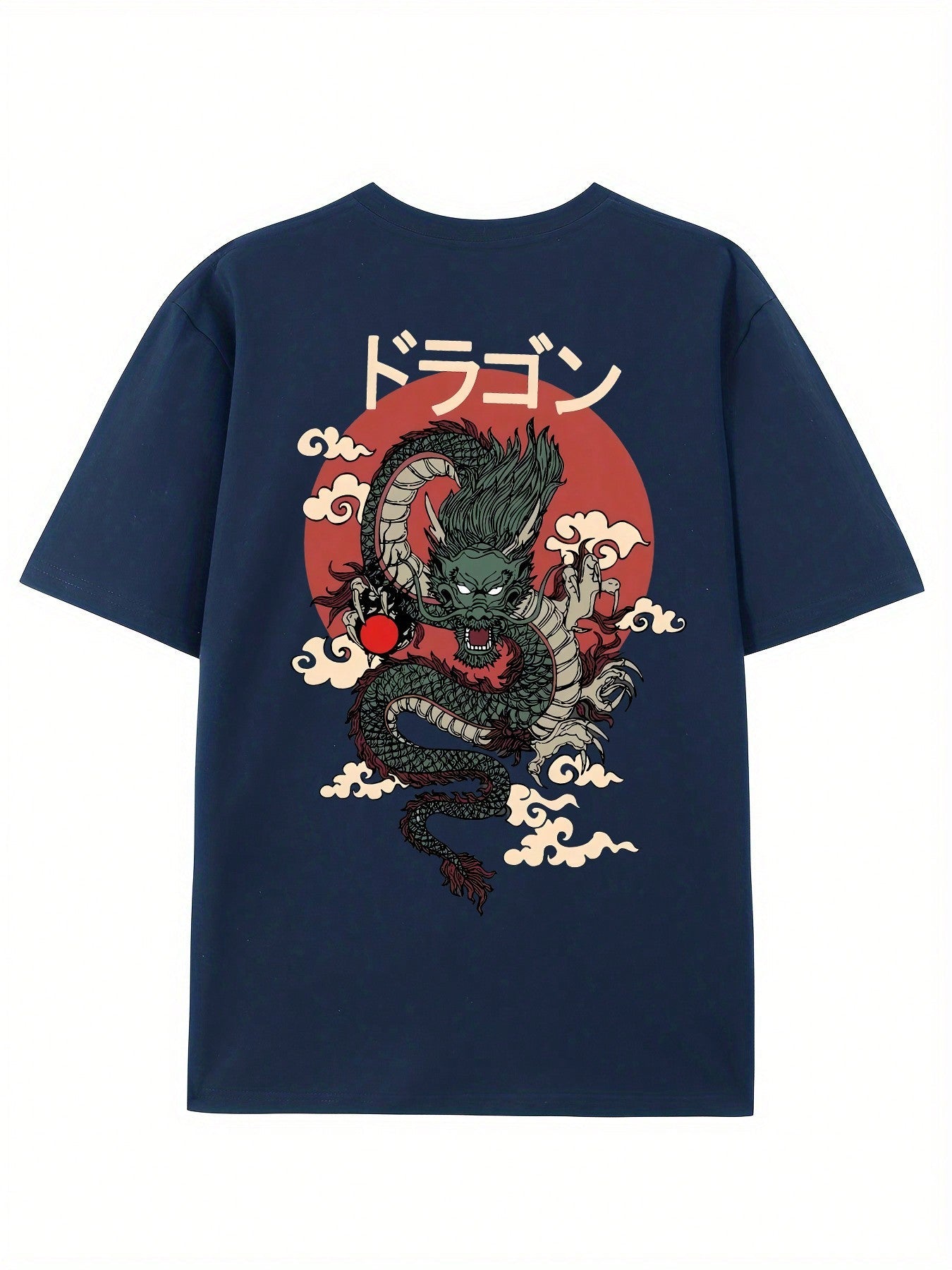 Camiseta Masculina Oversized Estampa De Dragão Oriental Camiseta Masculina Oversized Estampa De Dragão Oriental