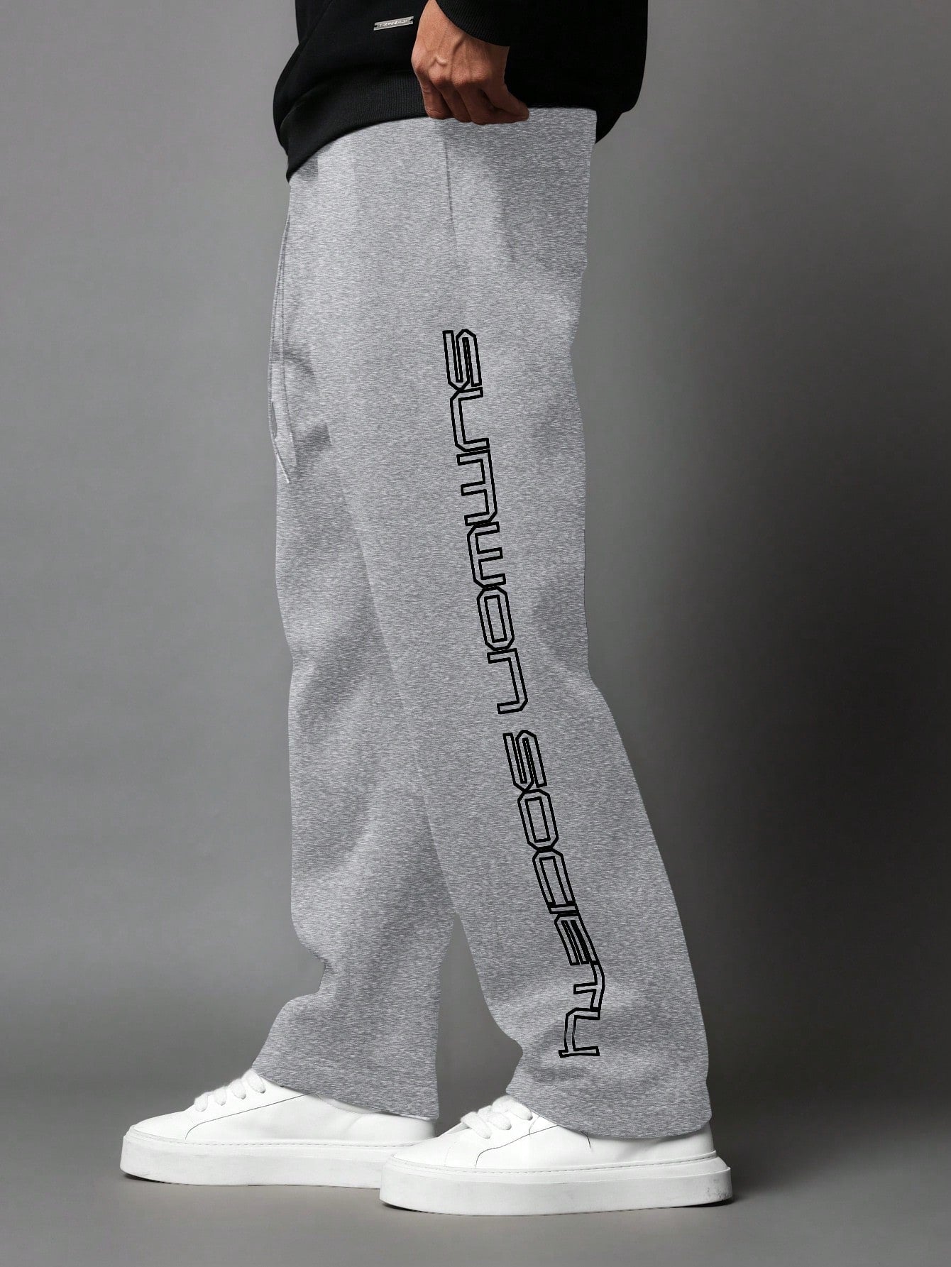 Calça Masculina Wide Leg Com Estampa Lateral Streetwear Calça Masculina Wide Leg Com Estampa Lateral Streetwear