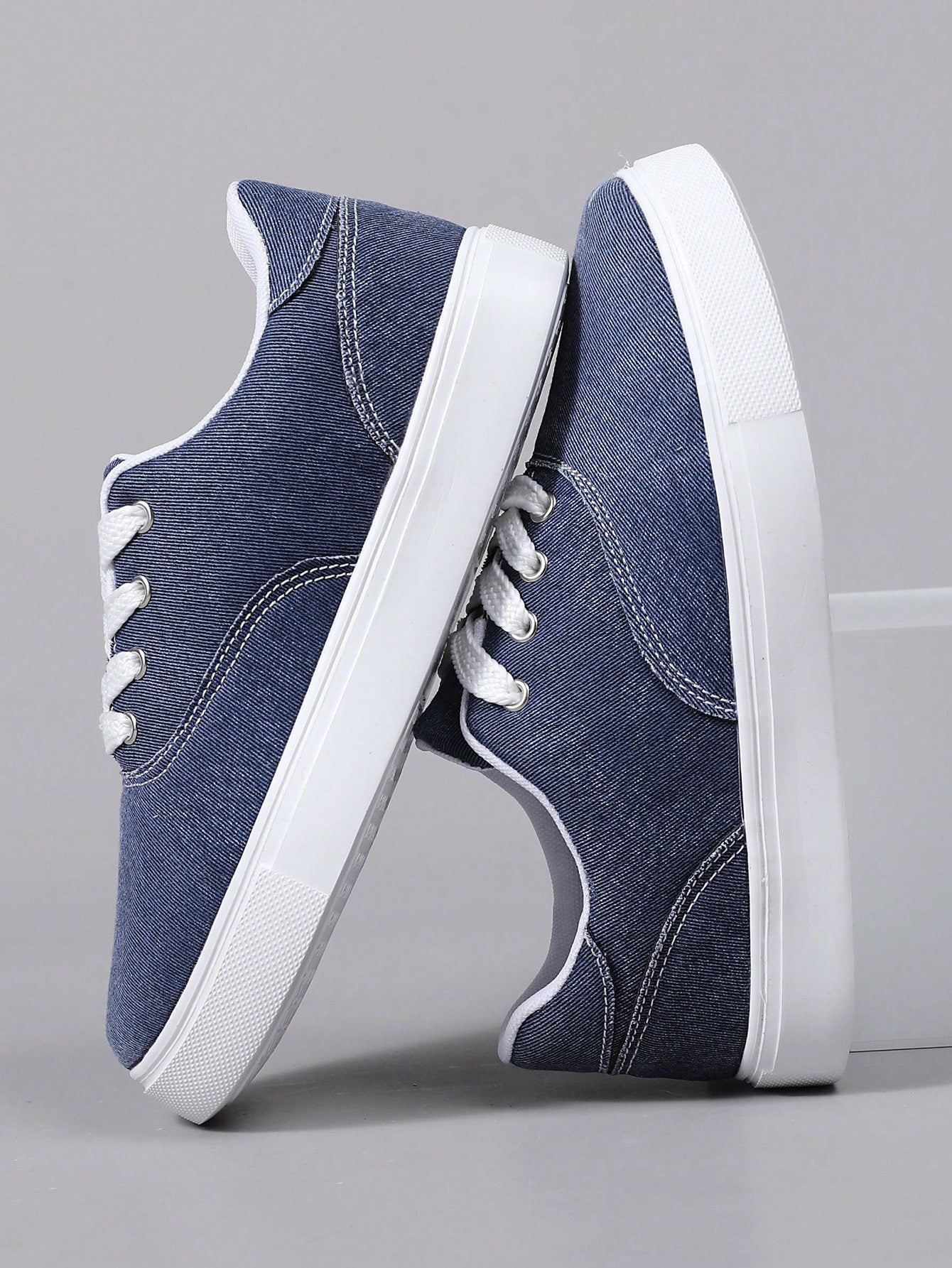 Tênis Masculino Casual Street Cadarço Tecido Jeans Confortável Tênis Masculino Casual Street Cadarço Tecido Jeans