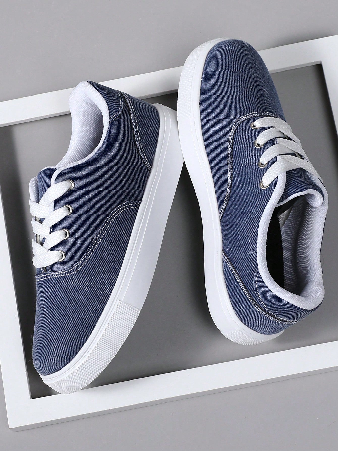 Tênis Masculino Casual Street Cadarço Tecido Jeans Confortável Azul / 36 Tênis Masculino Casual Street Cadarço Tecido