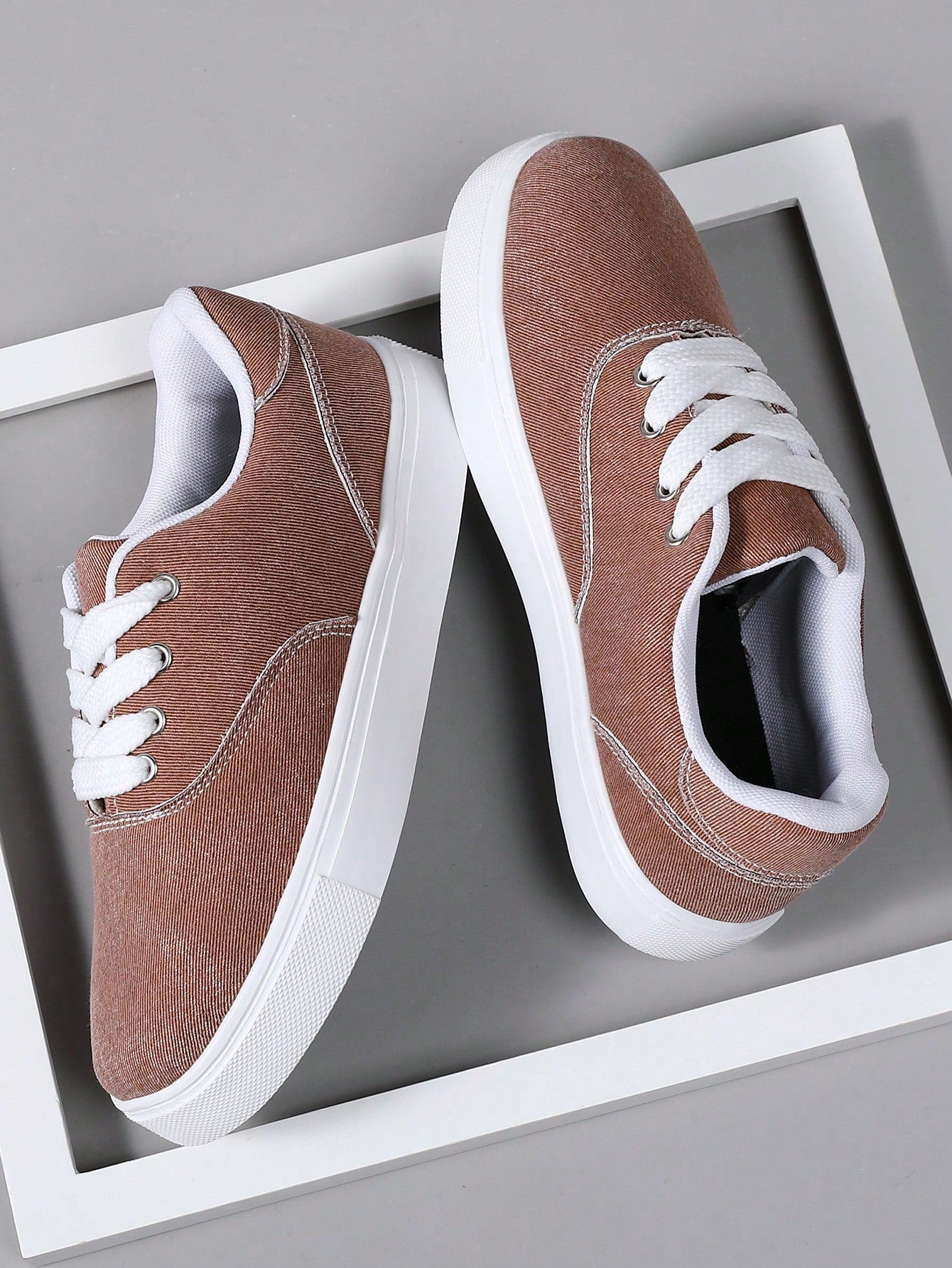 Tênis Masculino Casual Street Cadarço Tecido Jeans Confortável Castanho / 36 Tênis Masculino Casual Street Cadarço