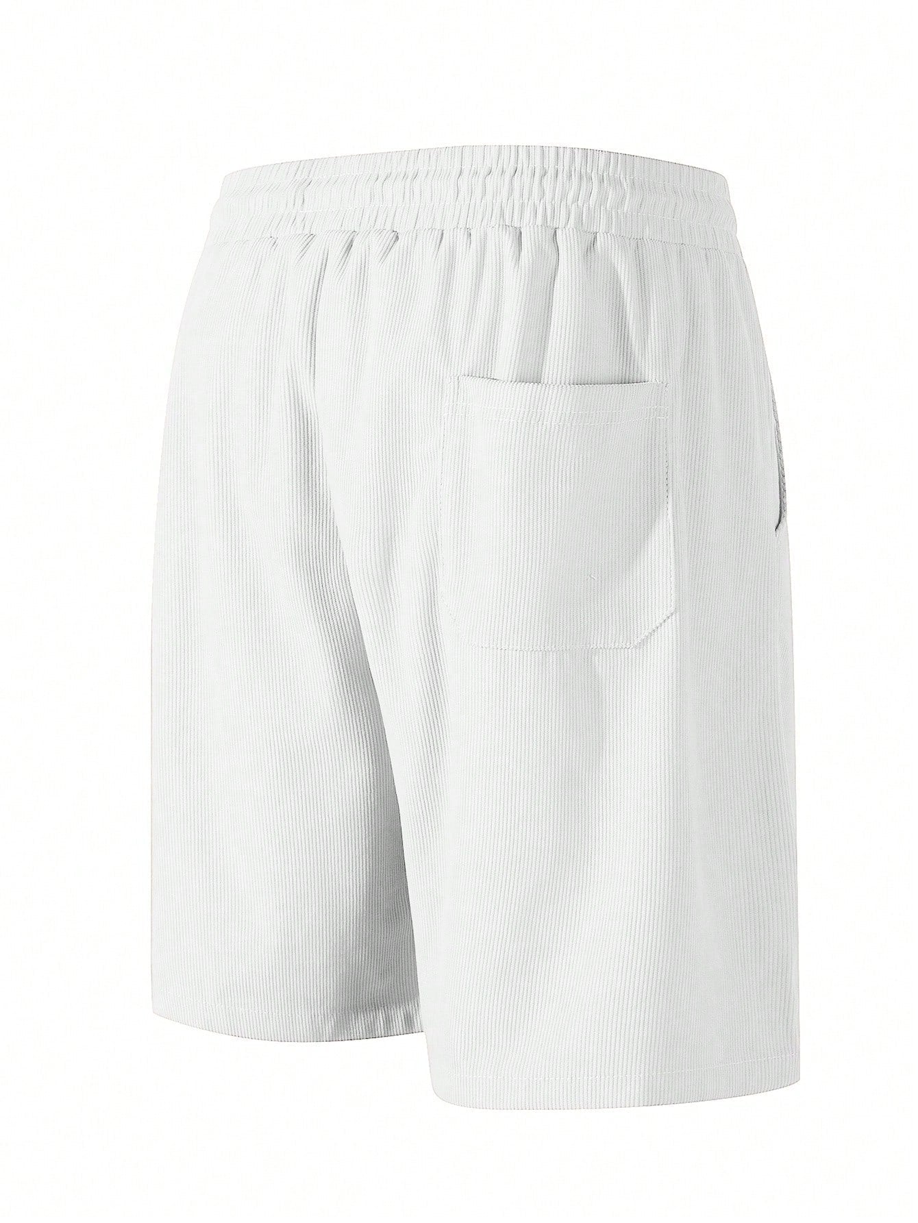 Shorts Masculino Em Veludo Cotelê Com Cós Elástico E Cordão Shorts Masculino Em Veludo Cotelê Com Cós Elástico E Cordão