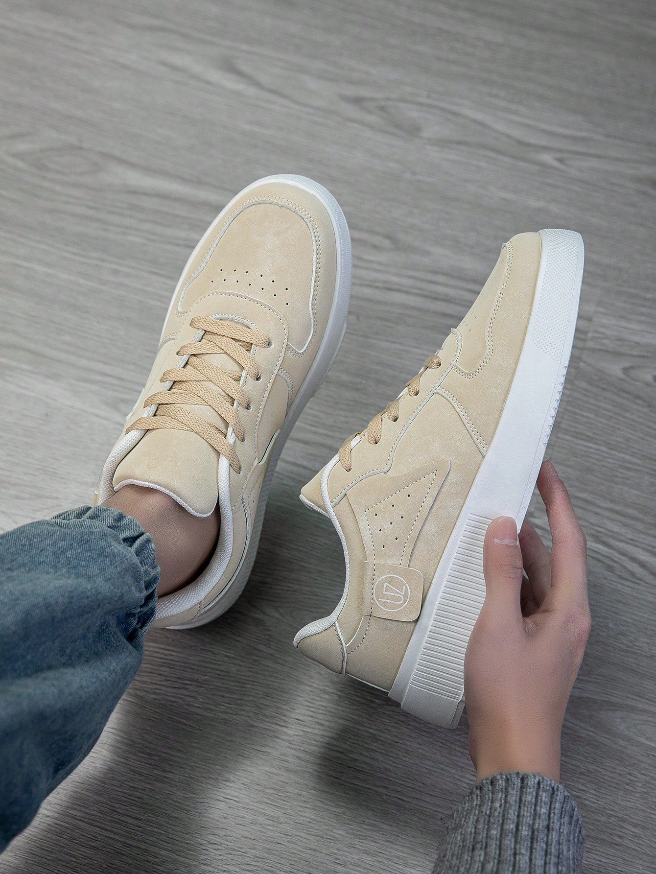 Tênis Masculino Street Board Cadarço Solado Antiderrapante Durável Bege / 36 Tênis Masculino Street Board Cadarço