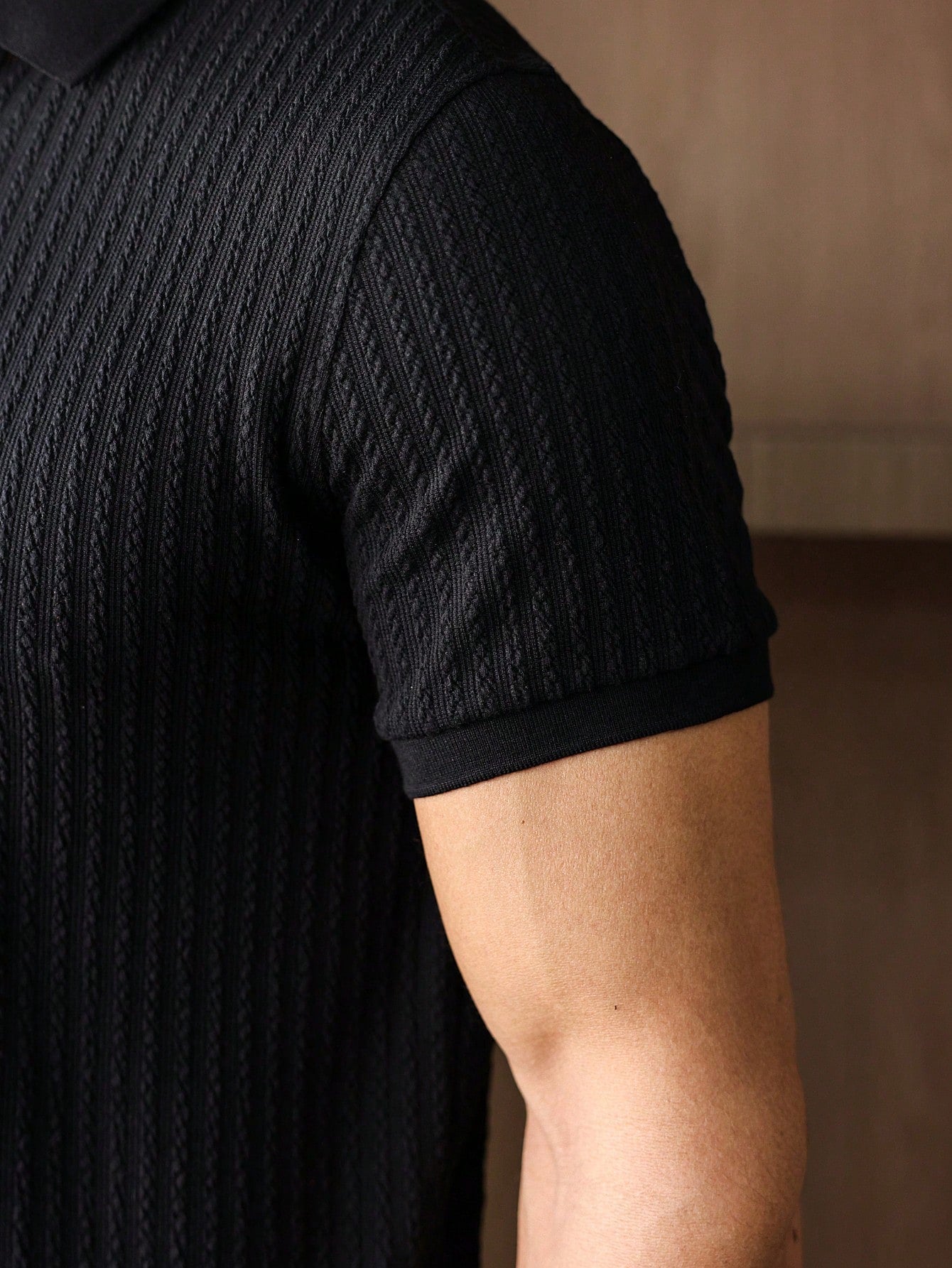 Camisa Polo Masculina Casual Textura Diferenciada Manga Curta Camisa Polo Masculina Casual Textura Diferenciada Manga