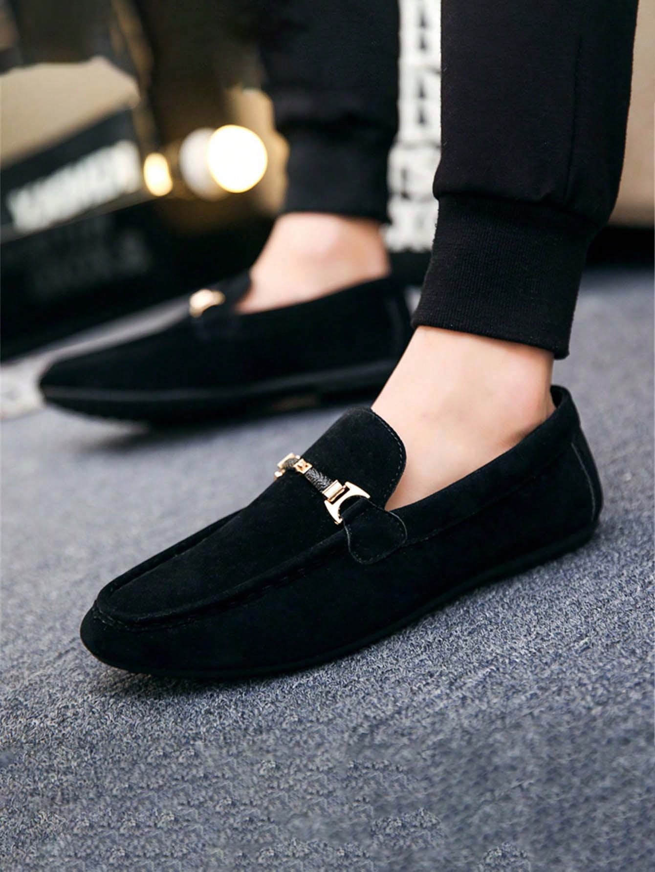 Mocassim Masculino Estampado Casual Com Detalhe Metálico Preto / 36 Mocassim Masculino Estampado Casual Com Detalhe