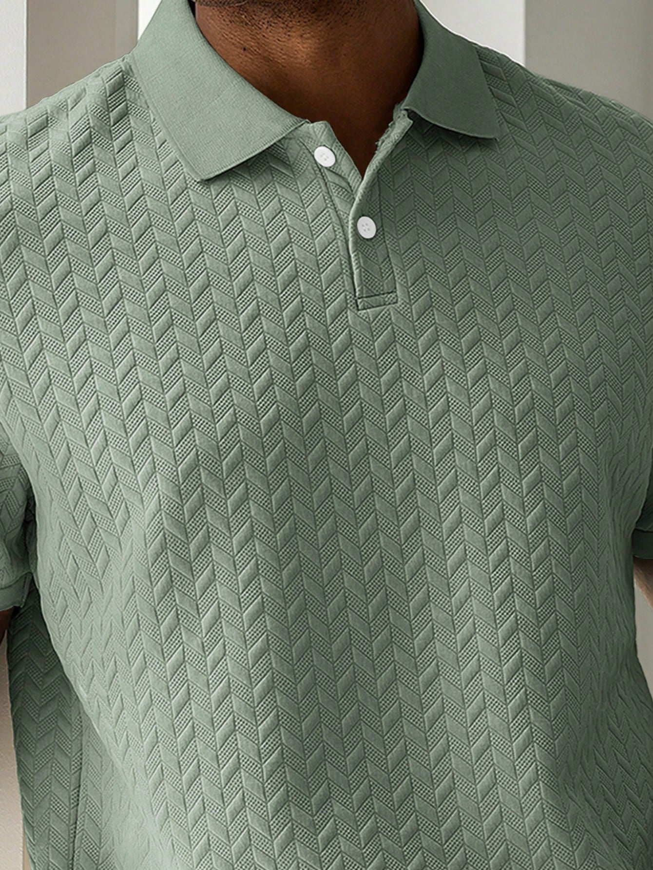 Camisa Polo Masculina Estampa Geométrica Tecido Jacquard Camisa Polo Masculina Estampa Geométrica Tecido Jacquard