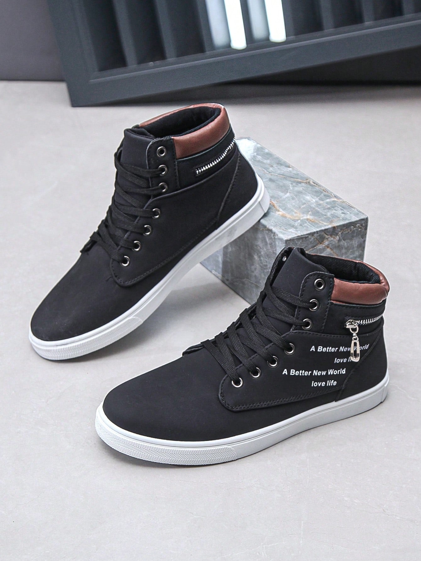 Tênis Masculino Cano Alto Estilo Street Respirável Tênis Masculino Cano Alto Estilo Street Respirável