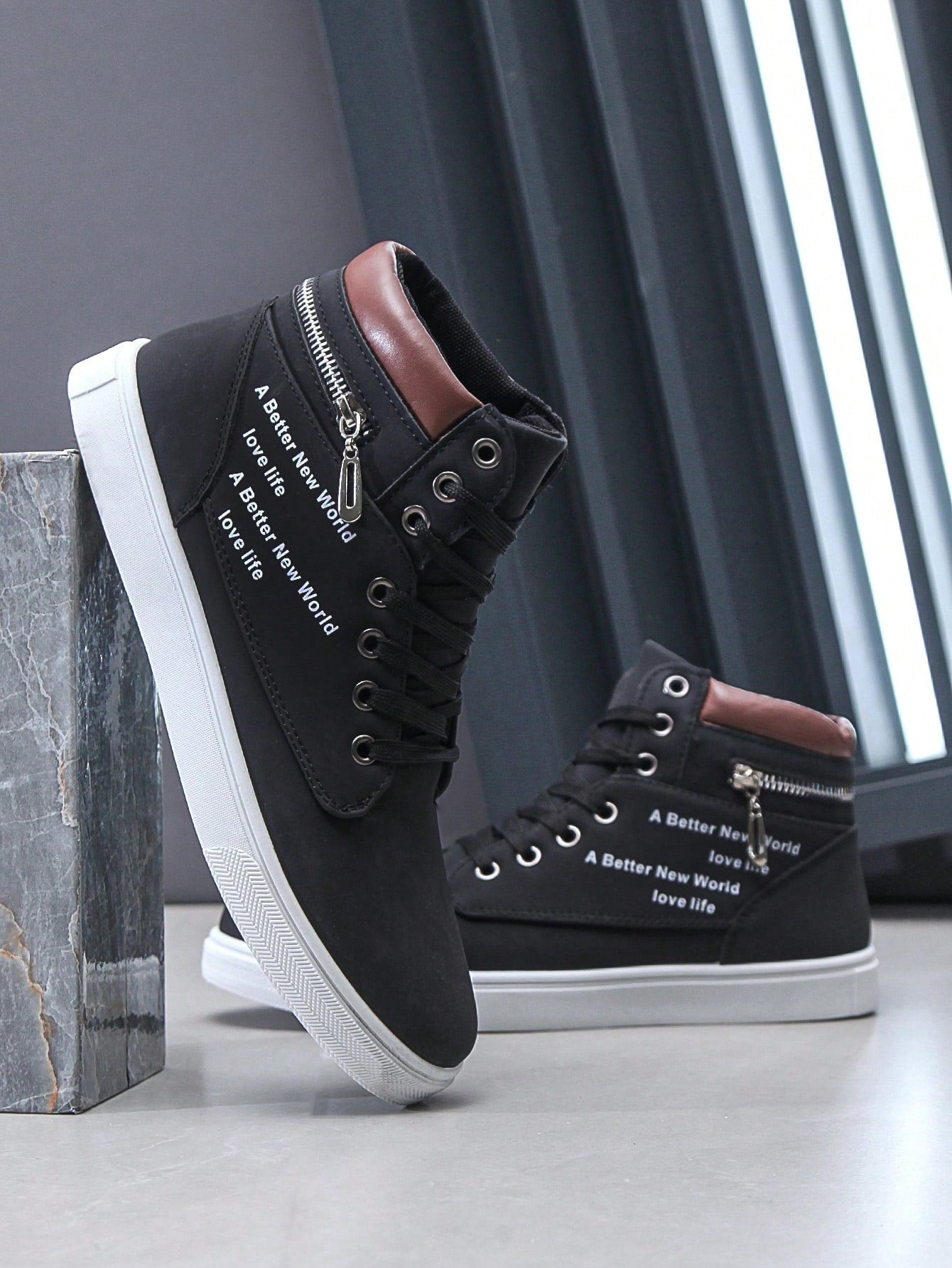 Tênis Masculino Cano Alto Estilo Street Respirável Tênis Masculino Cano Alto Estilo Street Respirável