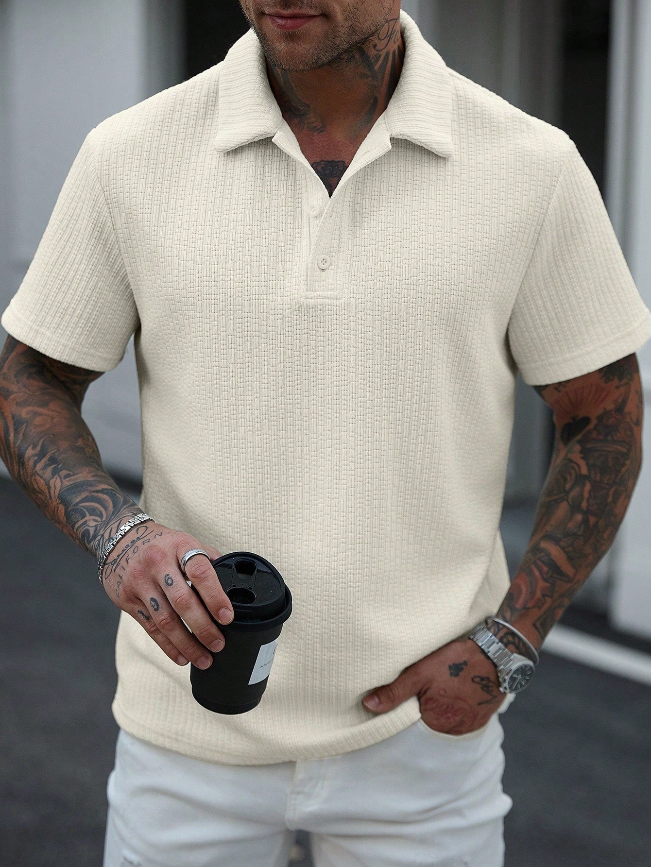 Camisa Polo Masculina Casual Gola Botões Para Trabalho Camisa Polo Masculina Casual Gola Botões Para Trabalho